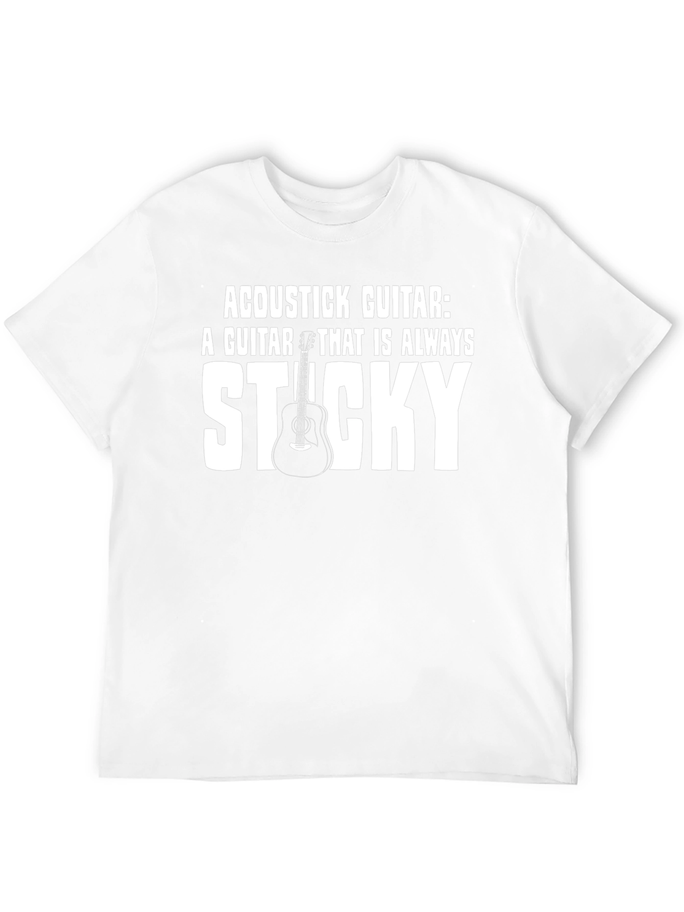 Acoustic Guitar Sticky Joke Graphic T-Shirt