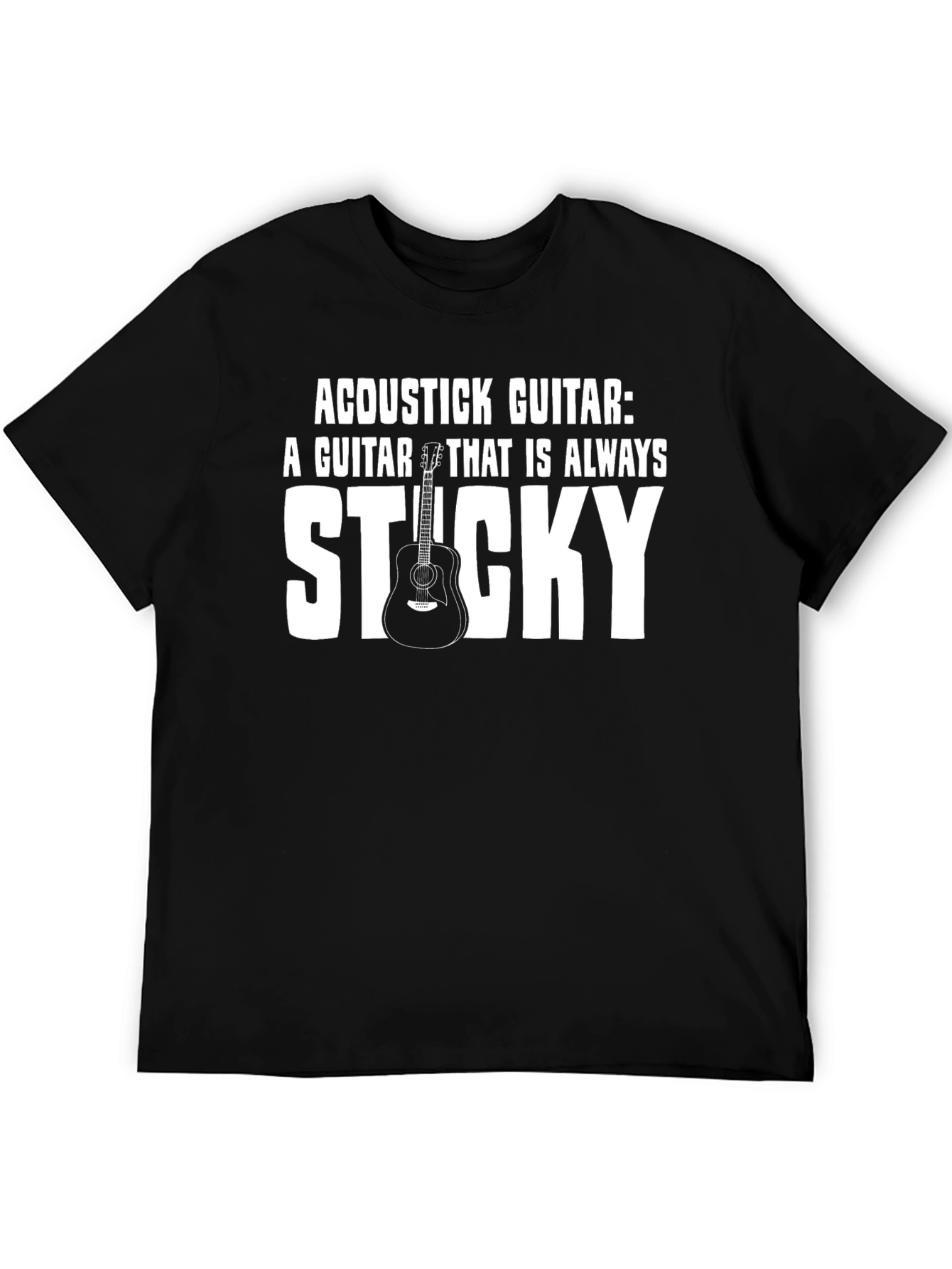 Acoustic Guitar Sticky Joke Graphic T-Shirt