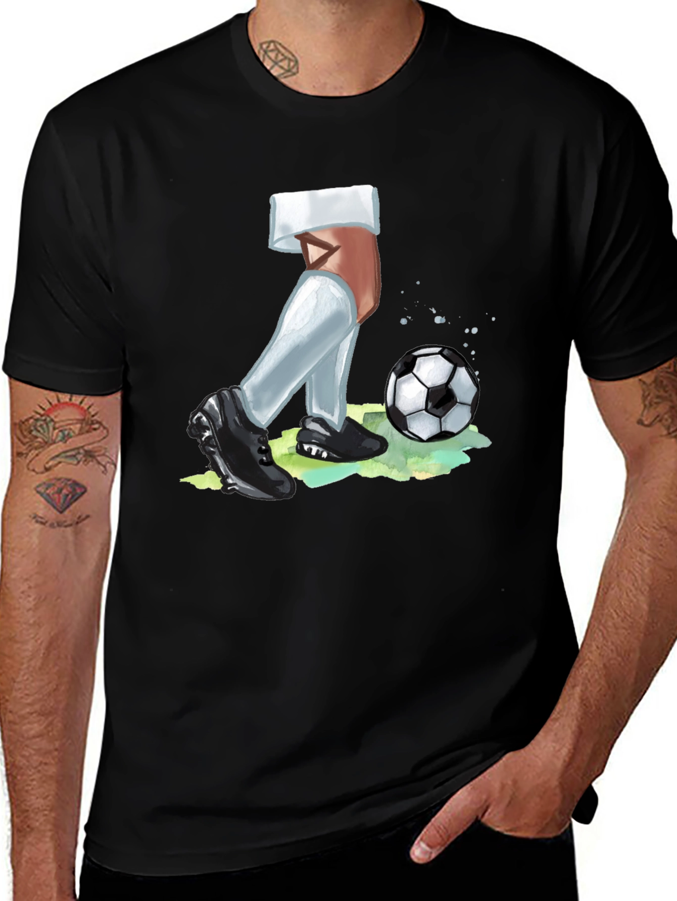 Soccer Player Graphic Tee - Black