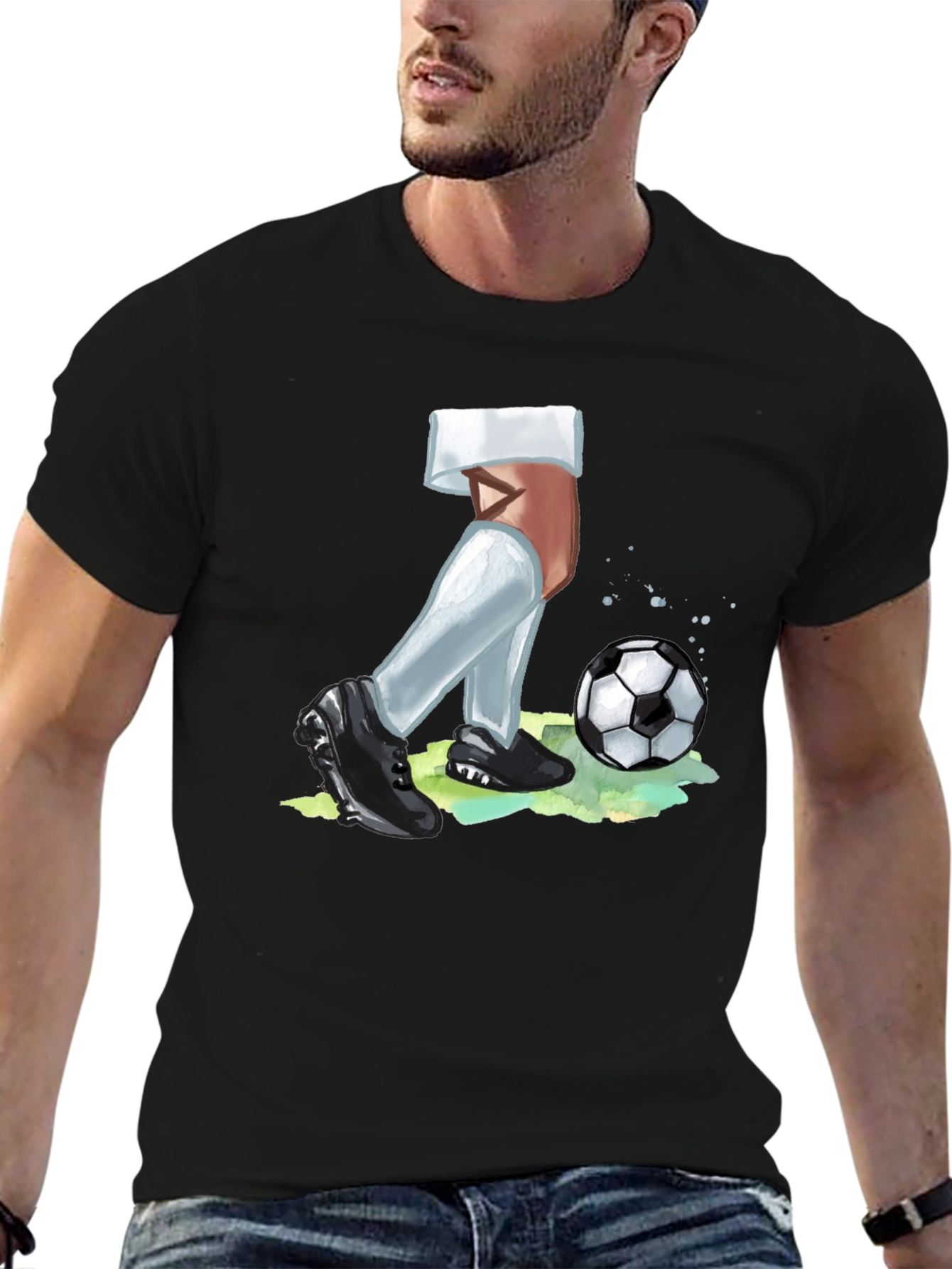 Soccer Player Graphic Tee - Black