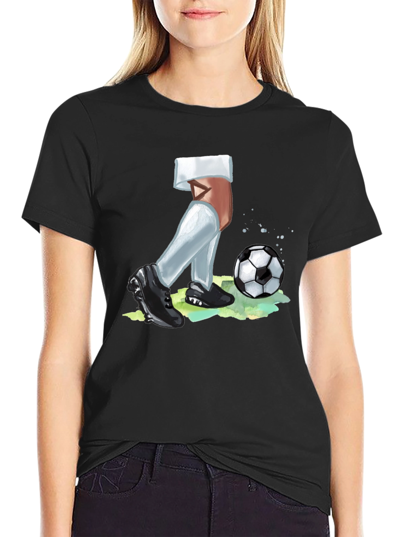 Soccer Player Graphic Tee - Black