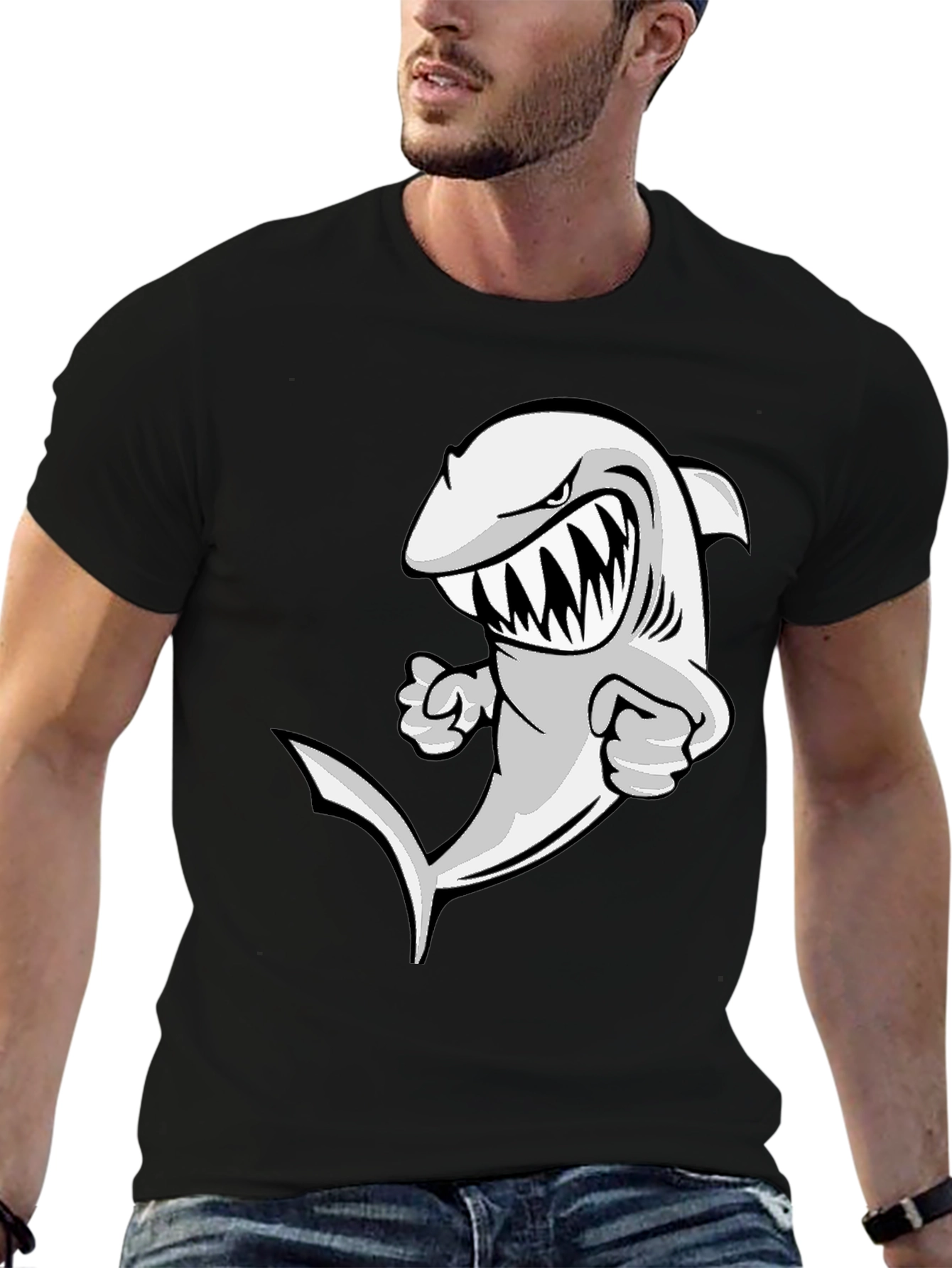 Cartoon Shark Graphic T-Shirt
