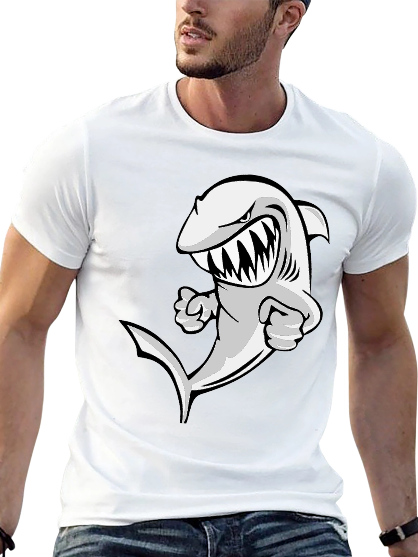 Cartoon Shark Graphic T-Shirt