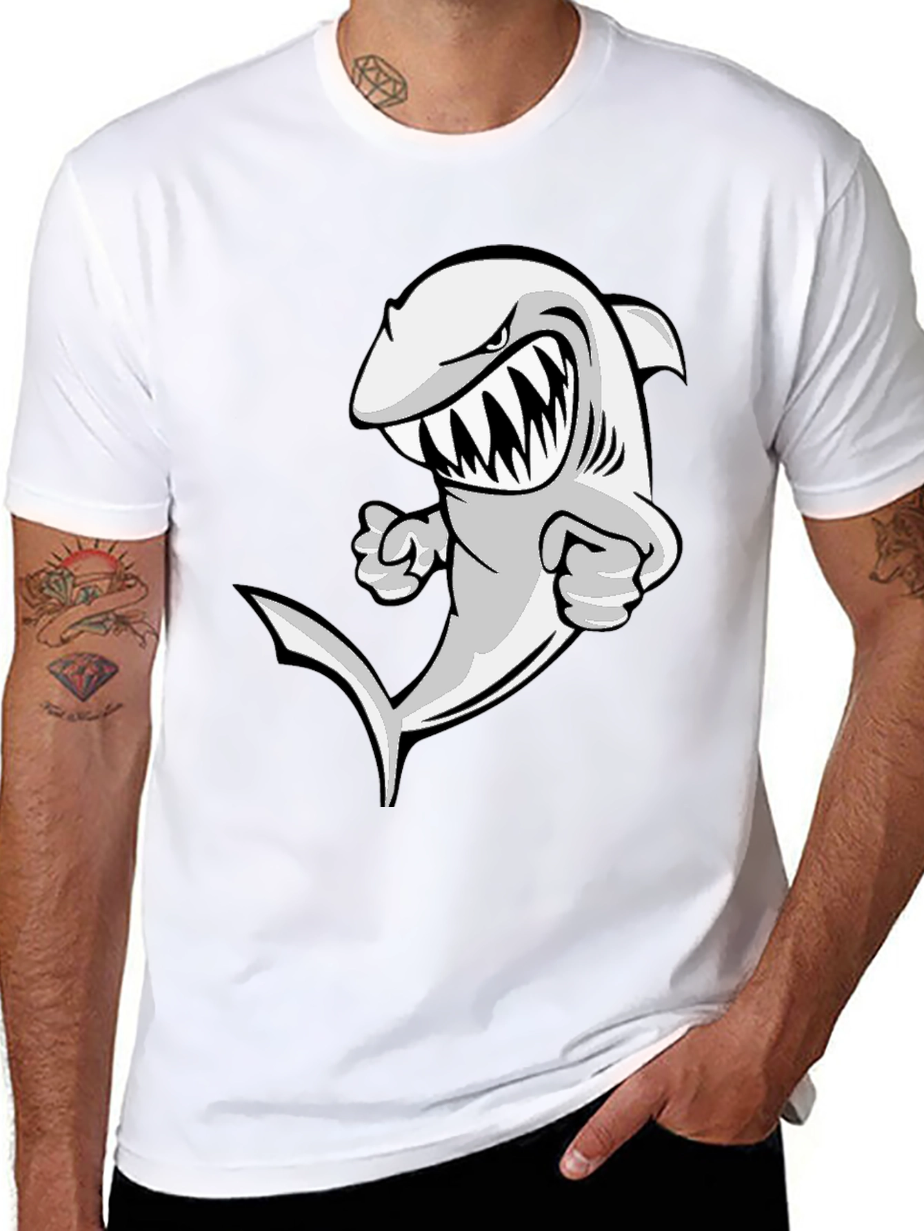 Cartoon Shark Graphic T-Shirt