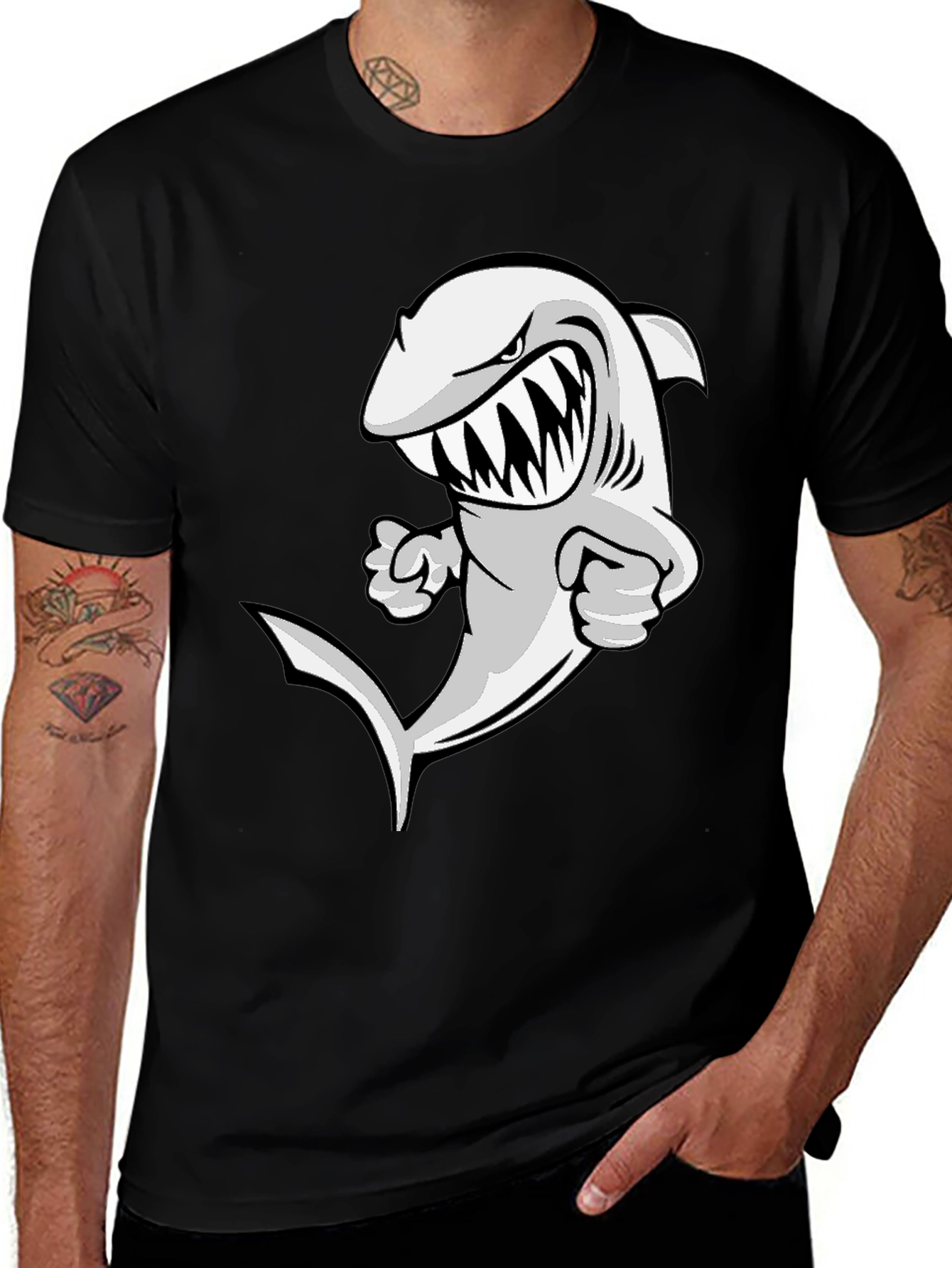 Cartoon Shark Graphic T-Shirt