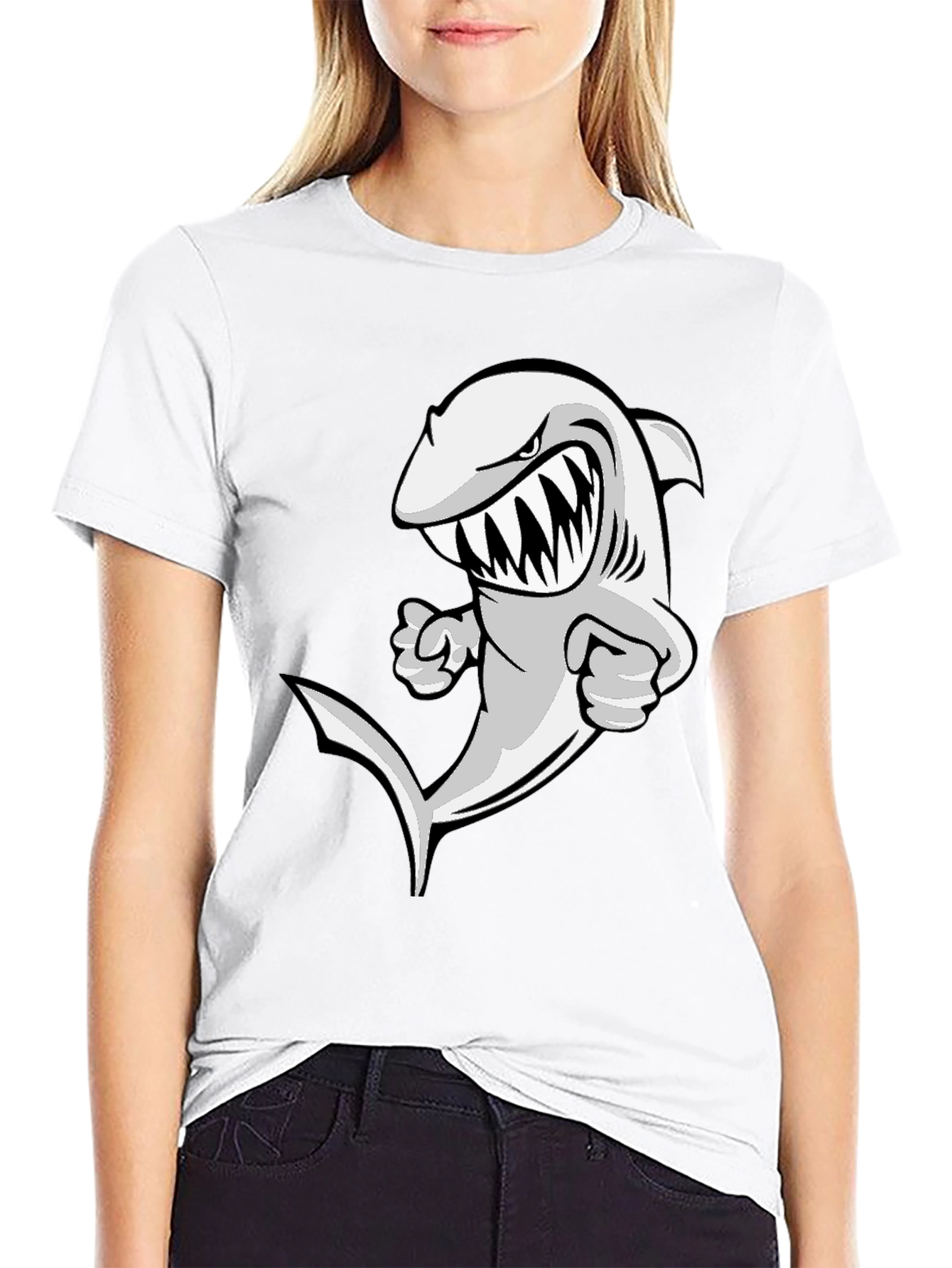 Cartoon Shark Graphic T-Shirt