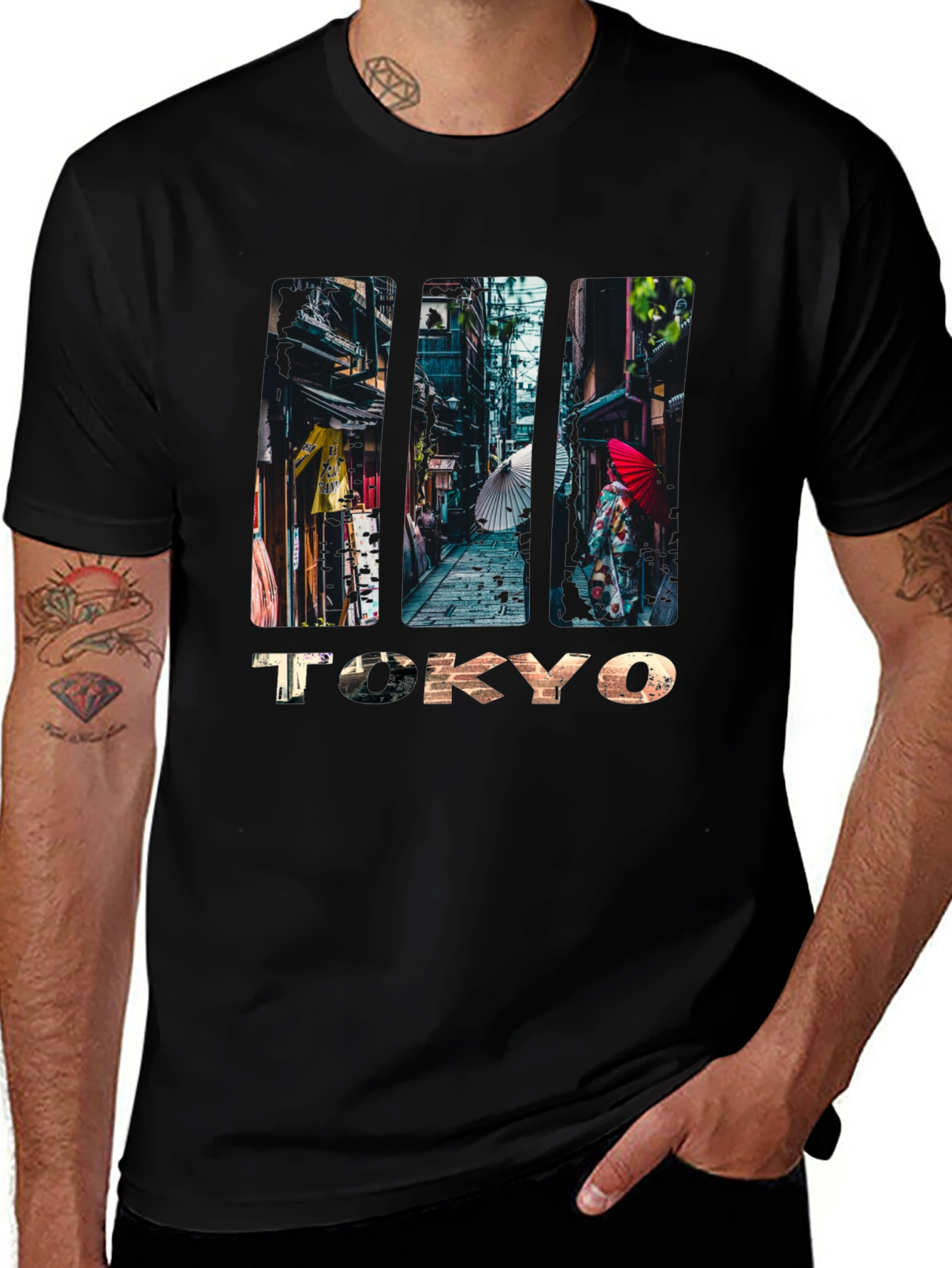 Tokyo Street Scene Graphic Print T-Shirt