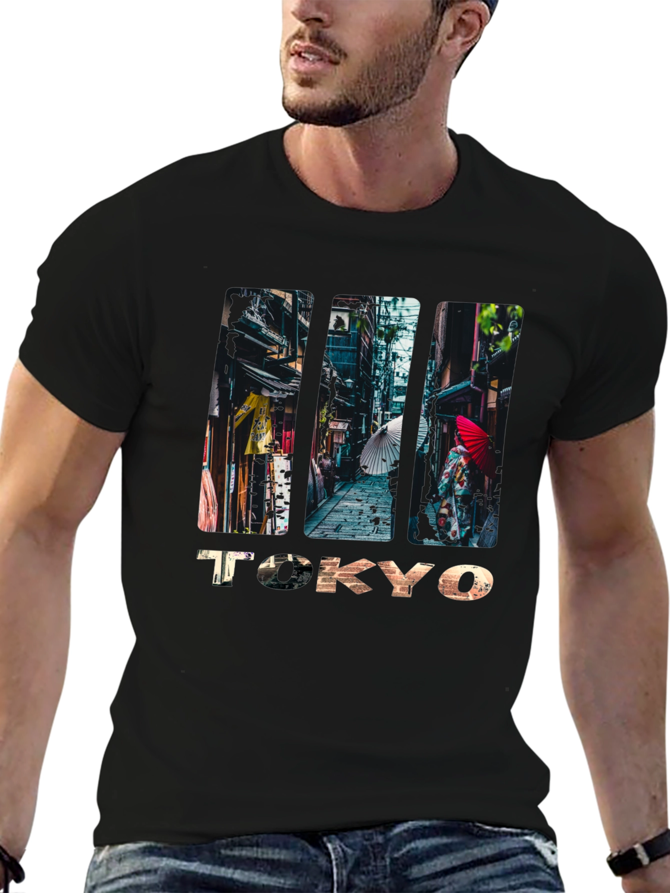 Tokyo Street Scene Graphic Print T-Shirt