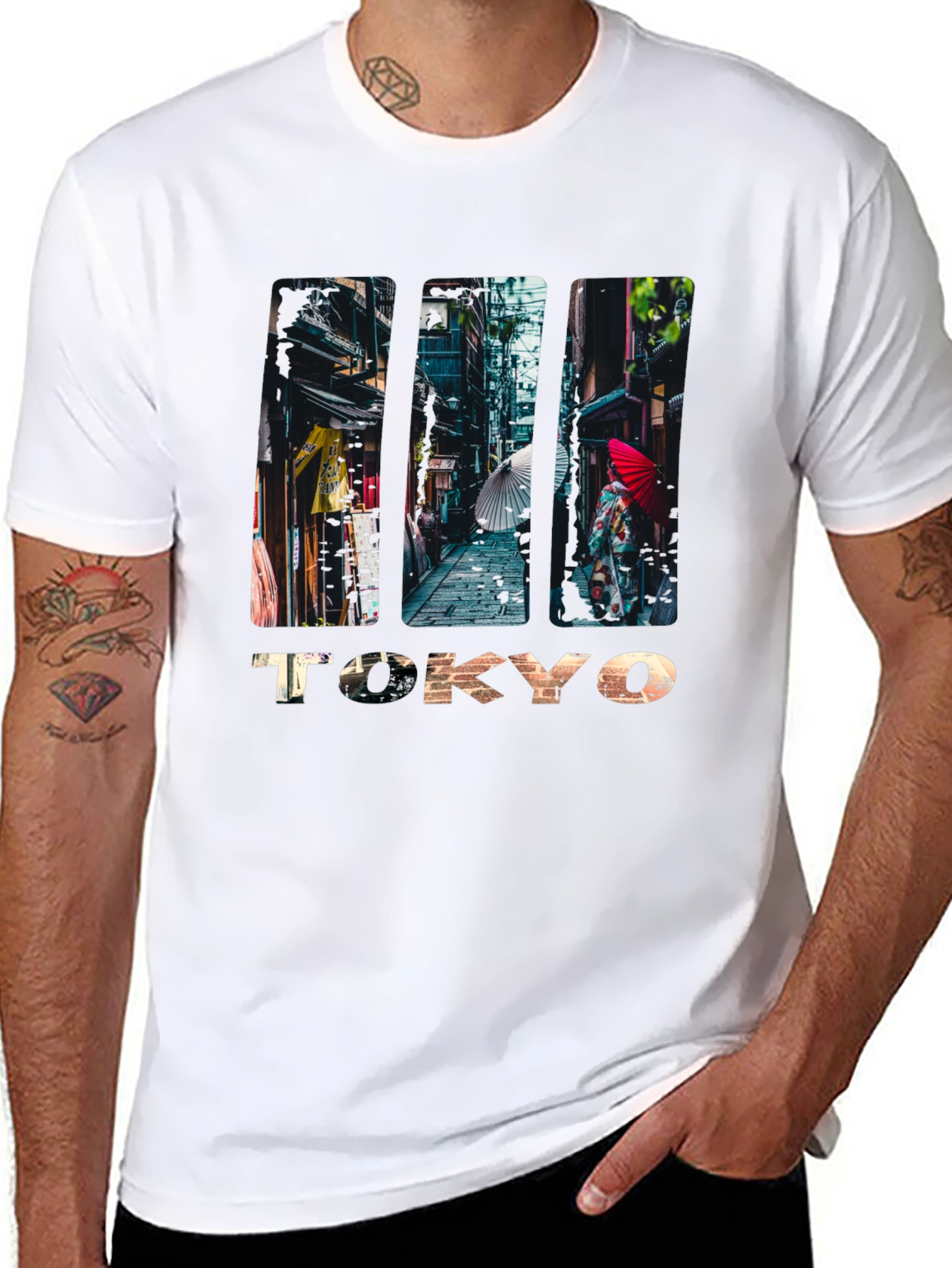 Tokyo Street Scene Graphic Print T-Shirt