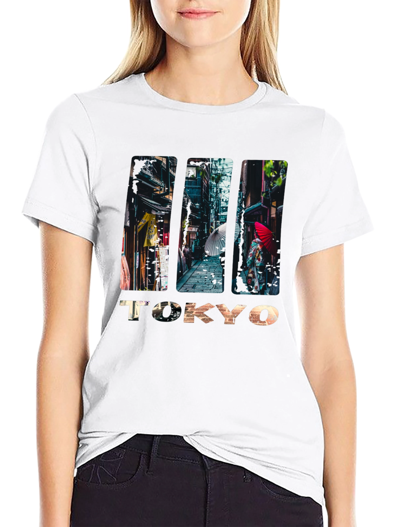 Tokyo Street Scene Graphic Print T-Shirt