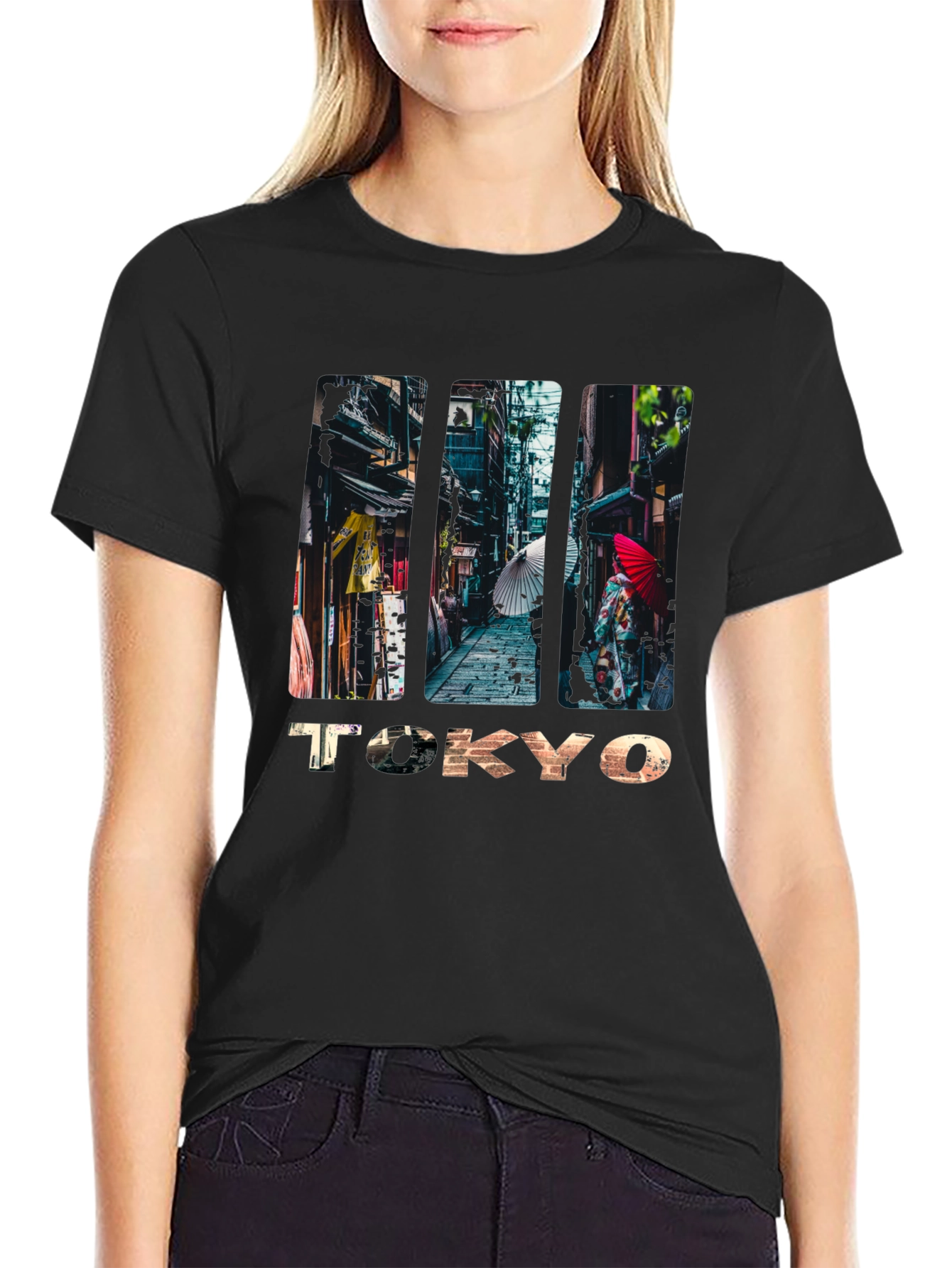 Tokyo Street Scene Graphic Print T-Shirt