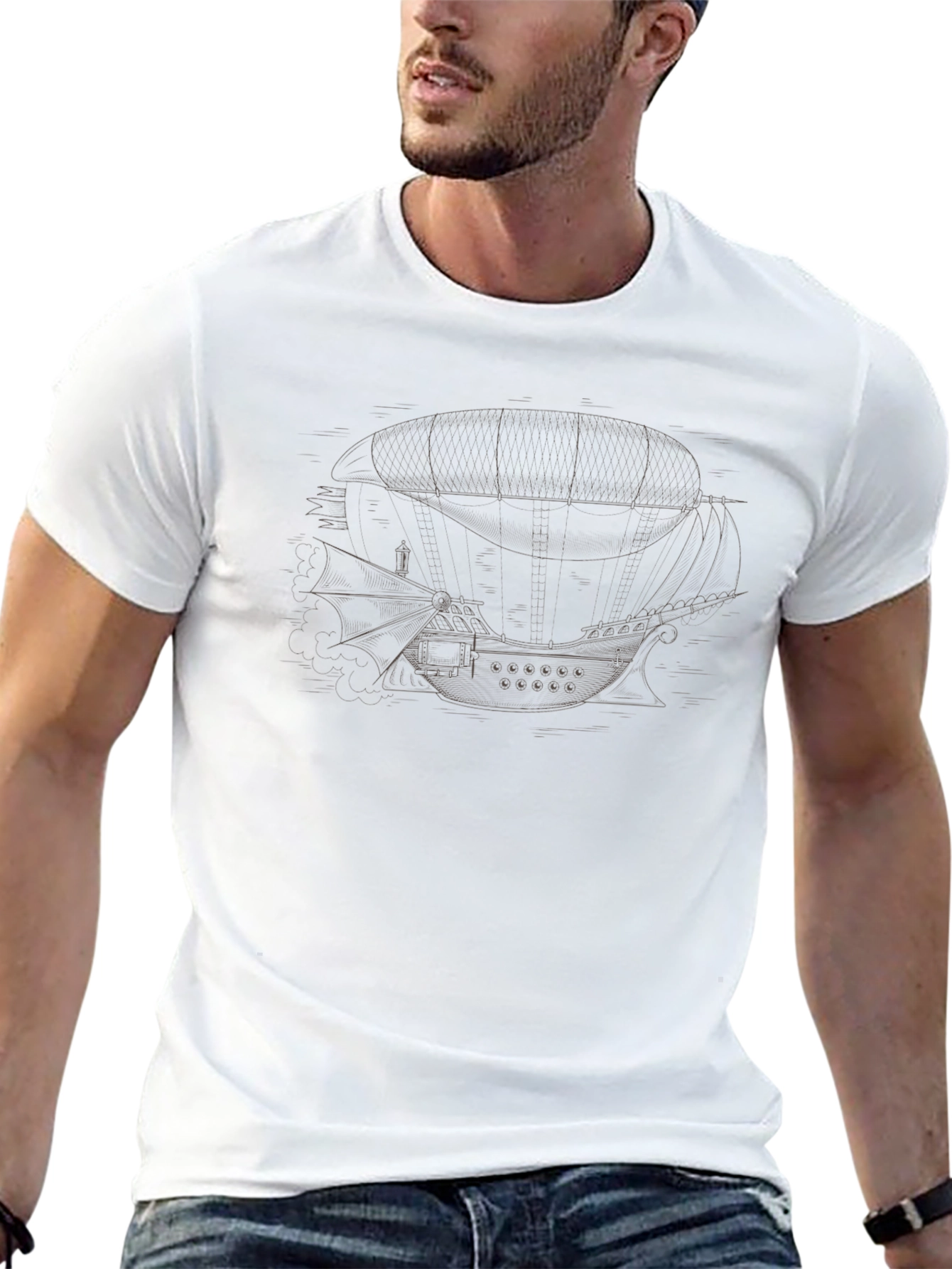 Steampunk Airship Graphic T-Shirt - Unique Design