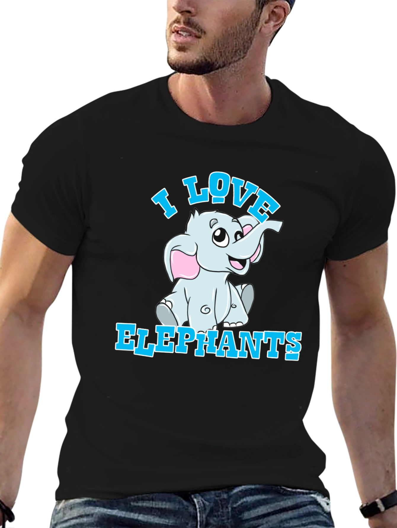 I Love Elephants T-Shirt - Cute Cartoon Graphic Tee