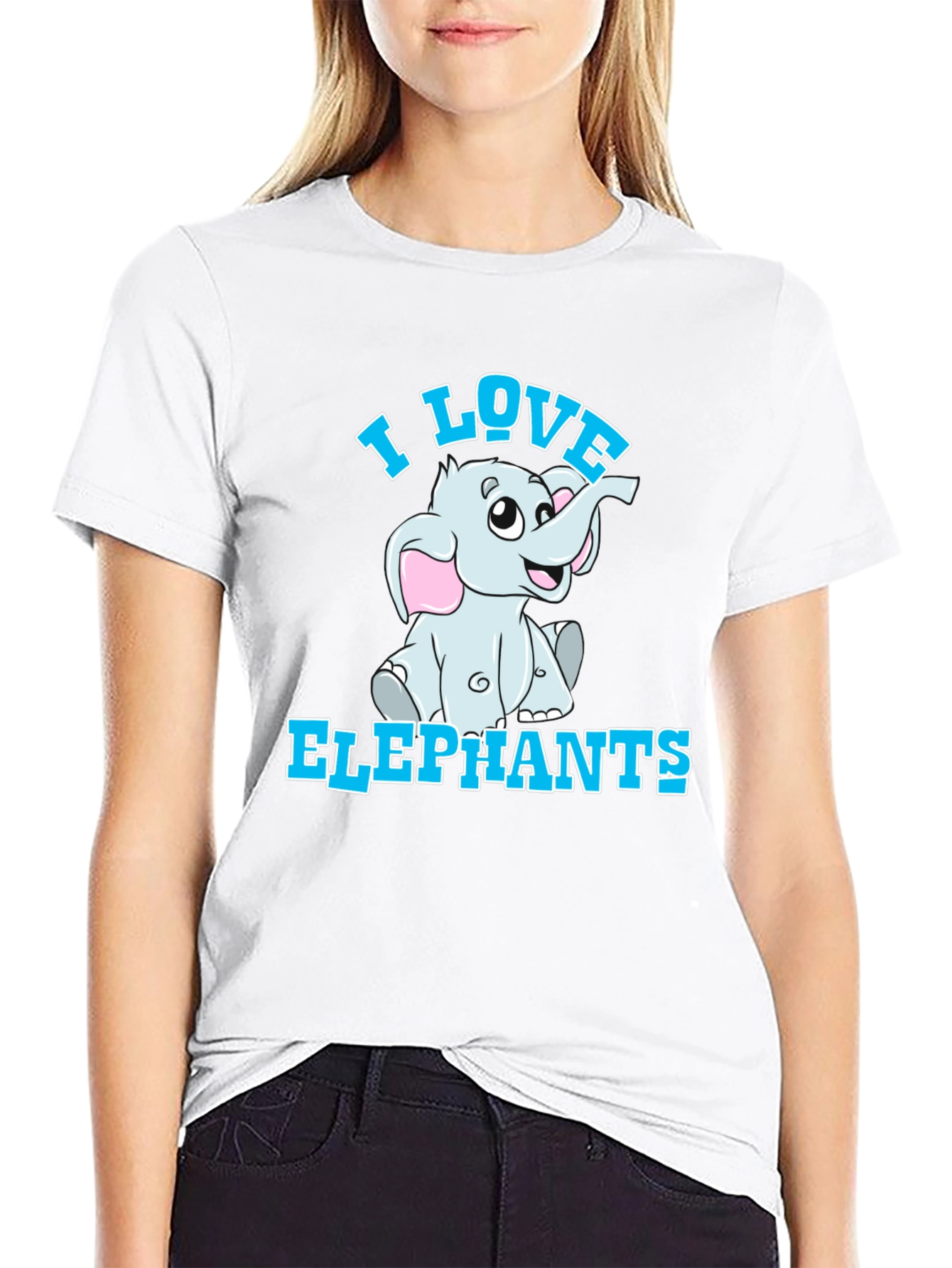 I Love Elephants T-Shirt - Cute Cartoon Graphic Tee