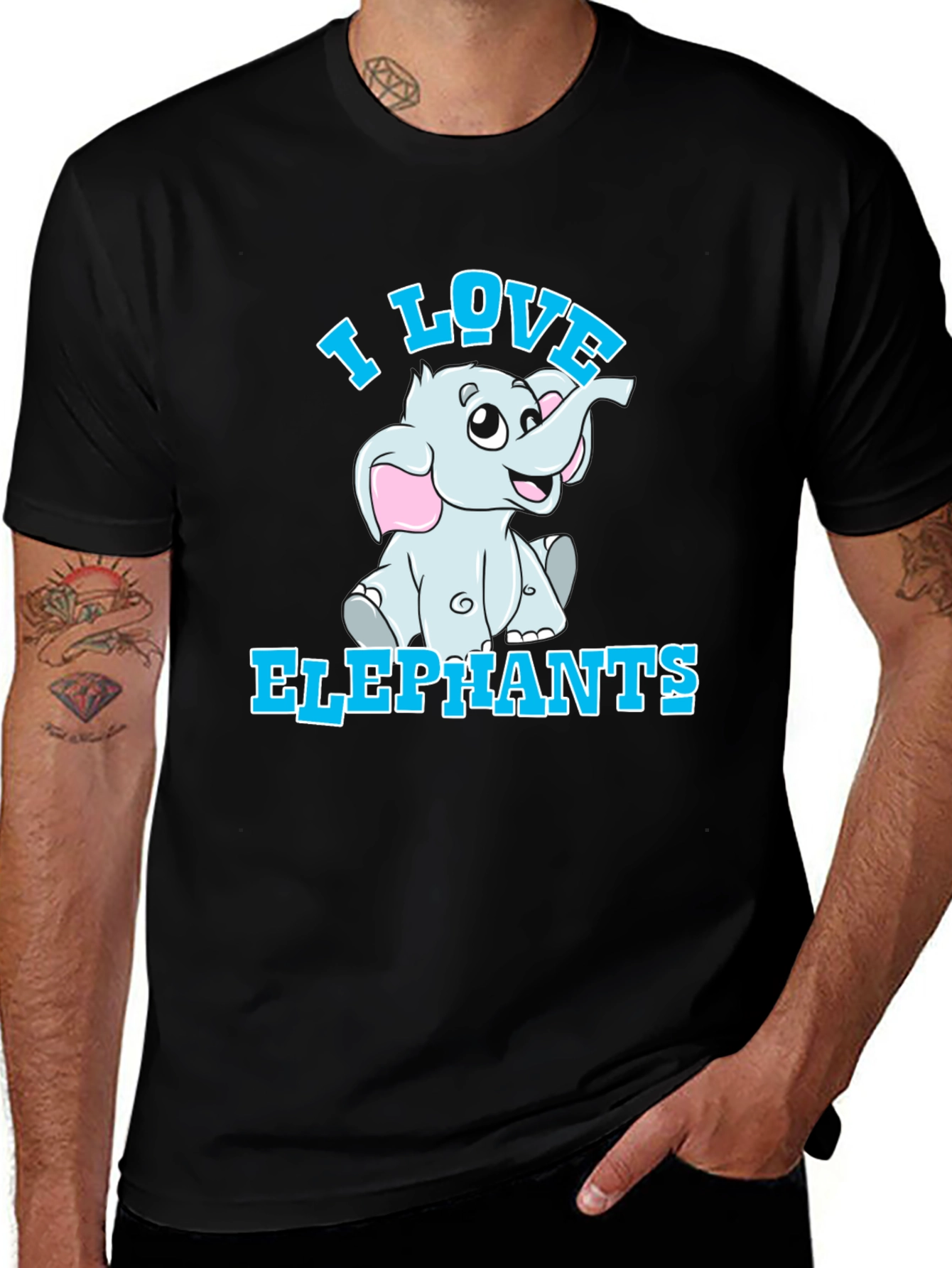 I Love Elephants T-Shirt - Cute Cartoon Graphic Tee