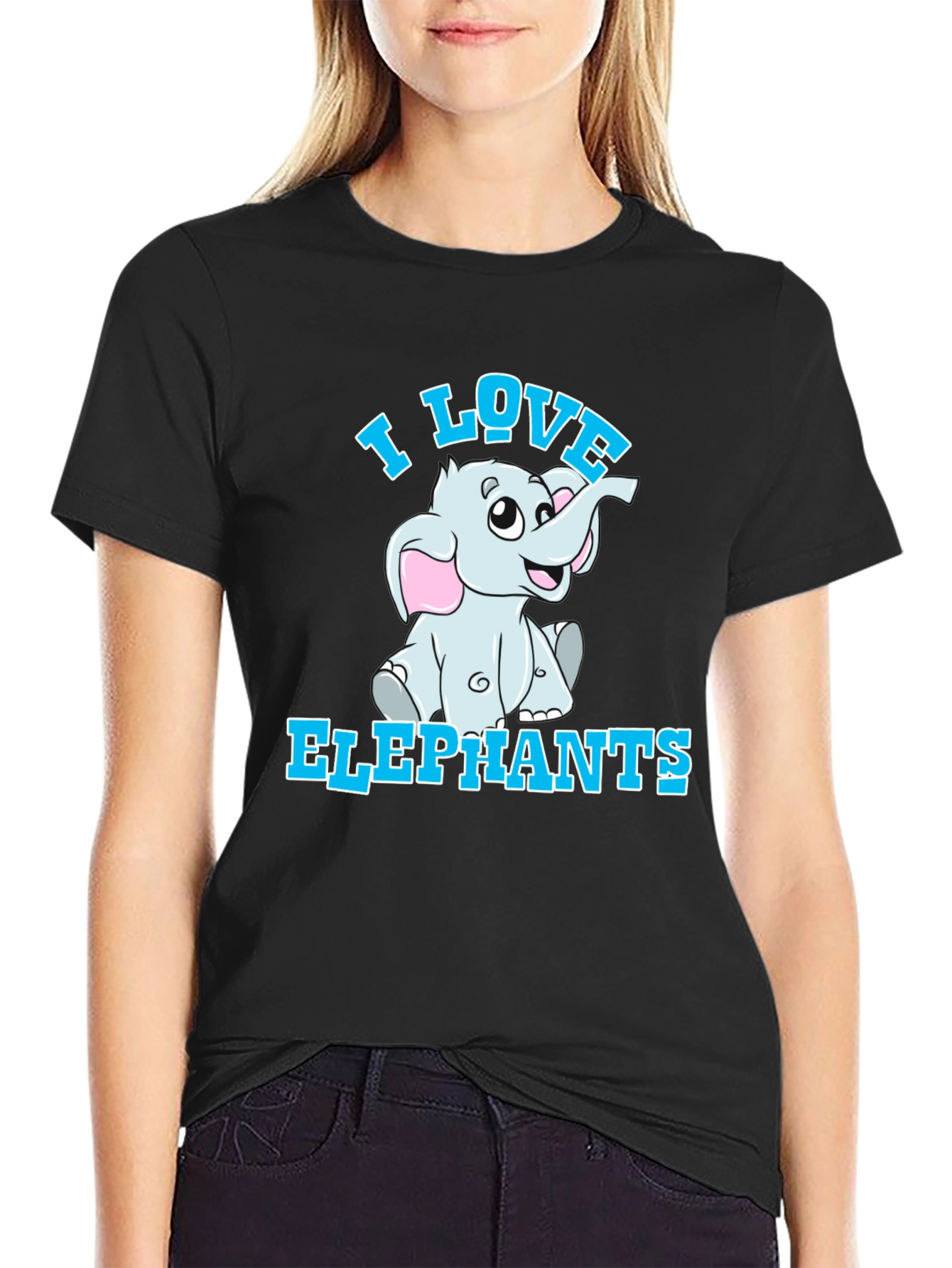 I Love Elephants T-Shirt - Cute Cartoon Graphic Tee