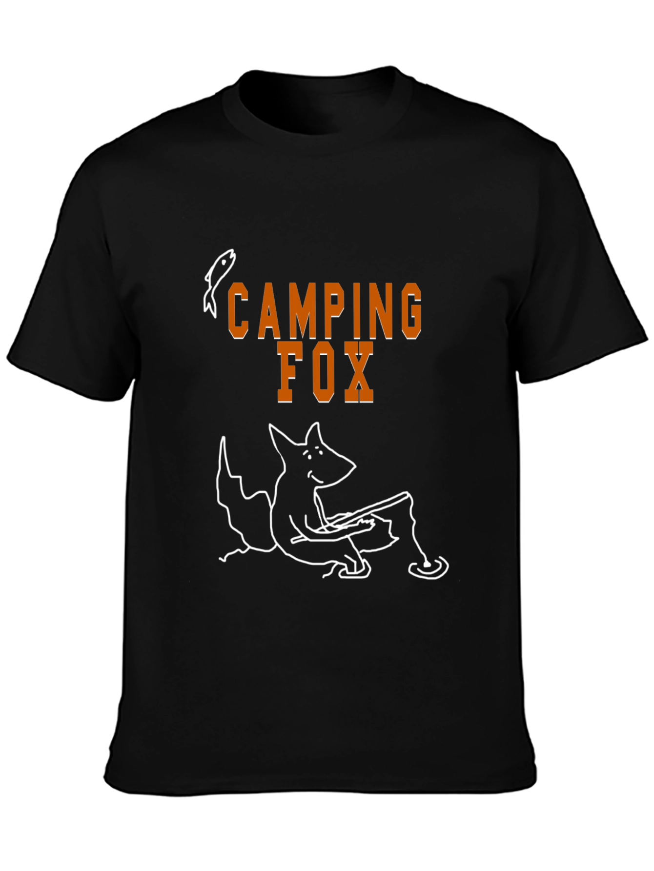 Camping Fox Graphic T-Shirt - Unisex Black Tee