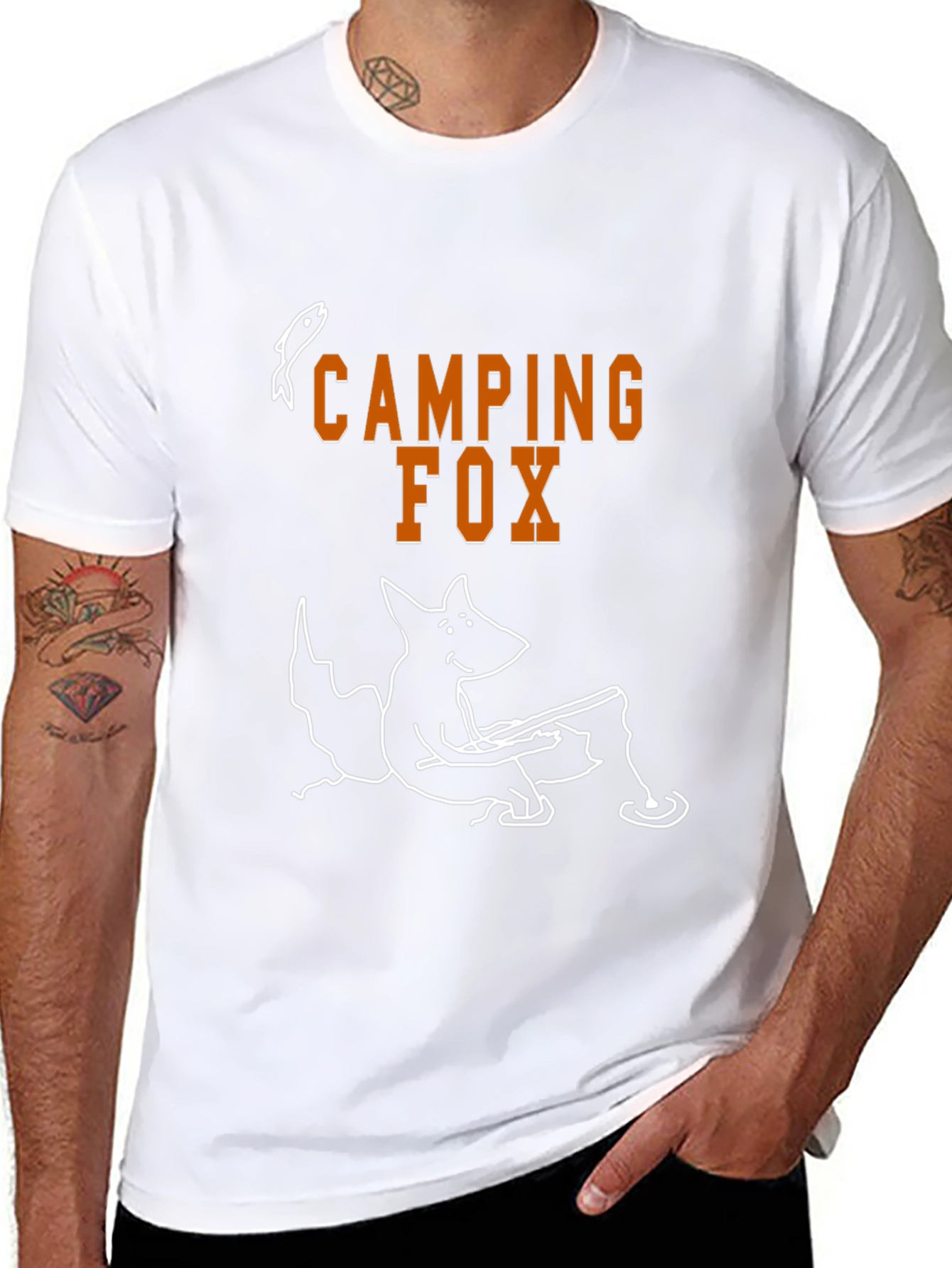 Camping Fox Graphic T-Shirt - Unisex Black Tee