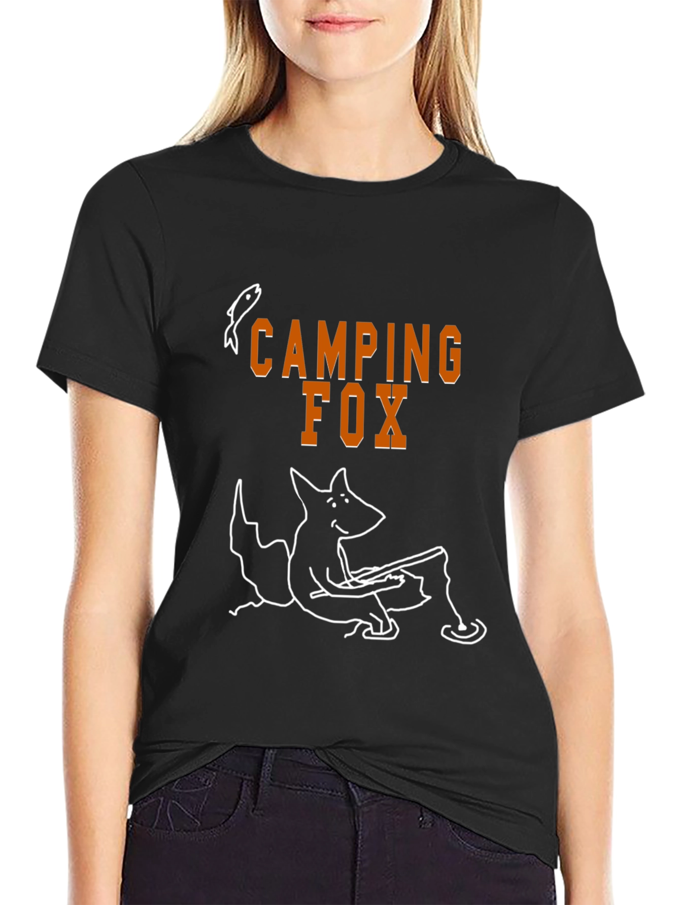 Camping Fox Graphic T-Shirt - Unisex Black Tee