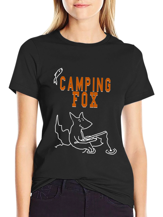 Camping Fox Graphic T-Shirt - Unisex Black Tee