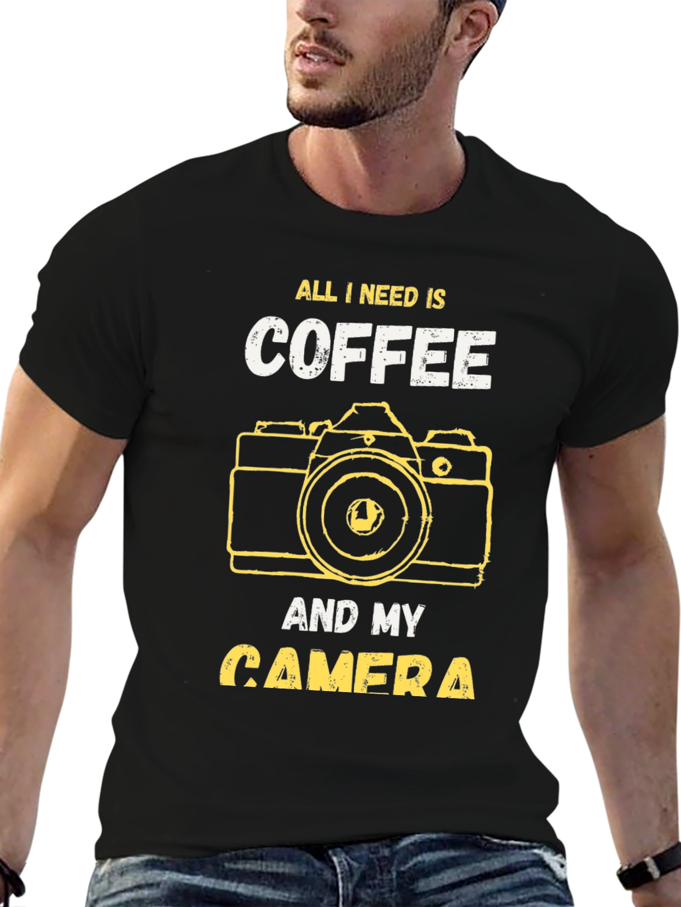 Coffee and Camera Graphic T-Shirt - Photography Lover Tee