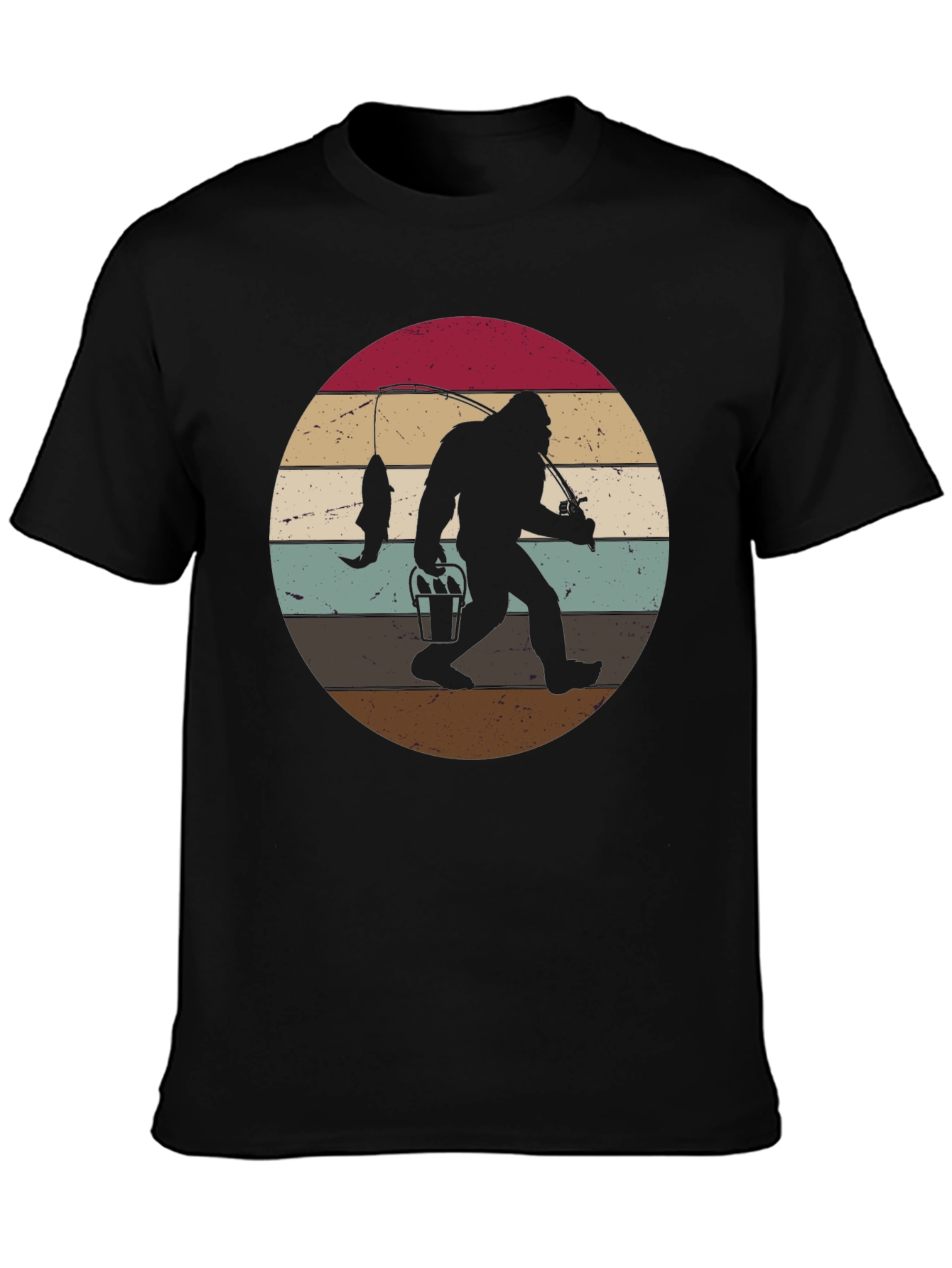 Bigfoot Fishing Sunset Graphic Tee