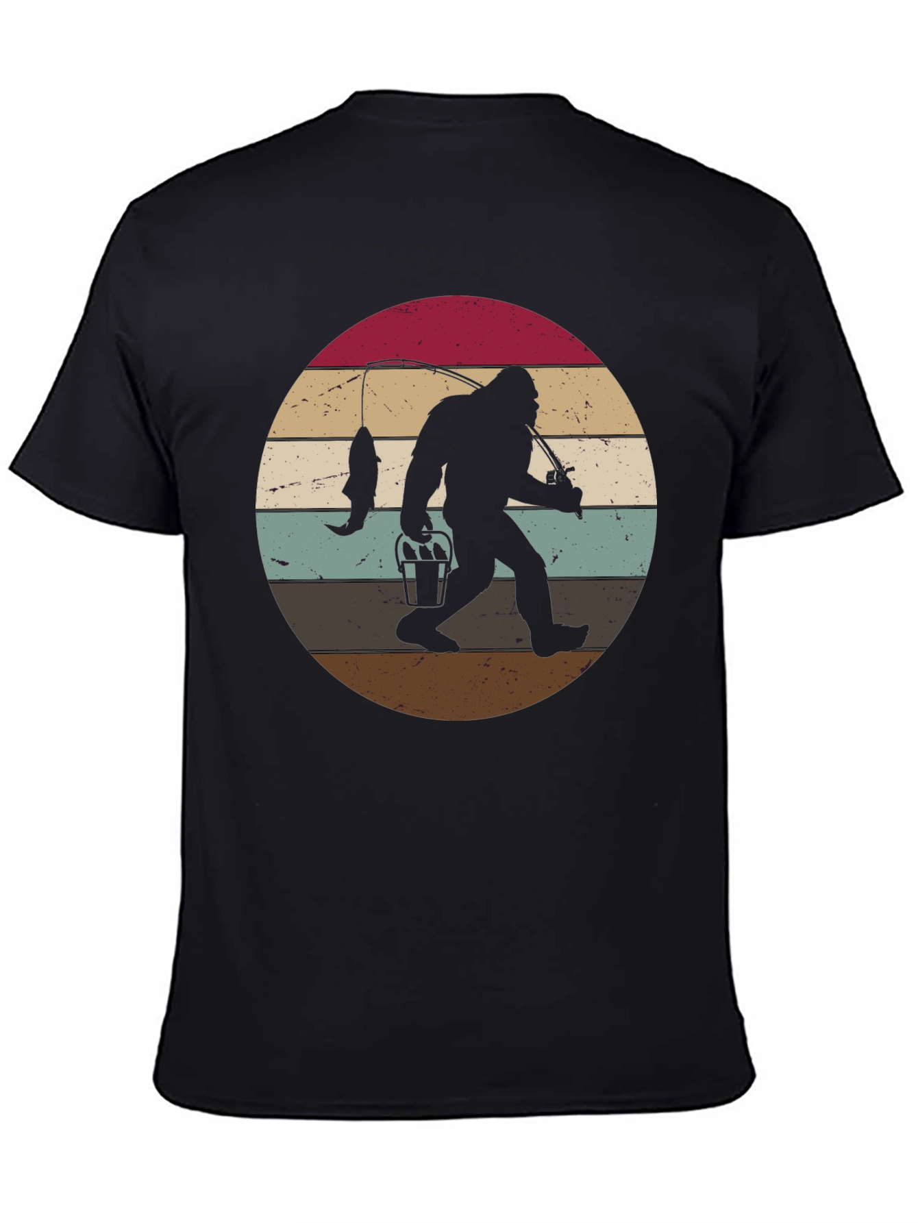 Bigfoot Fishing Sunset Graphic Tee