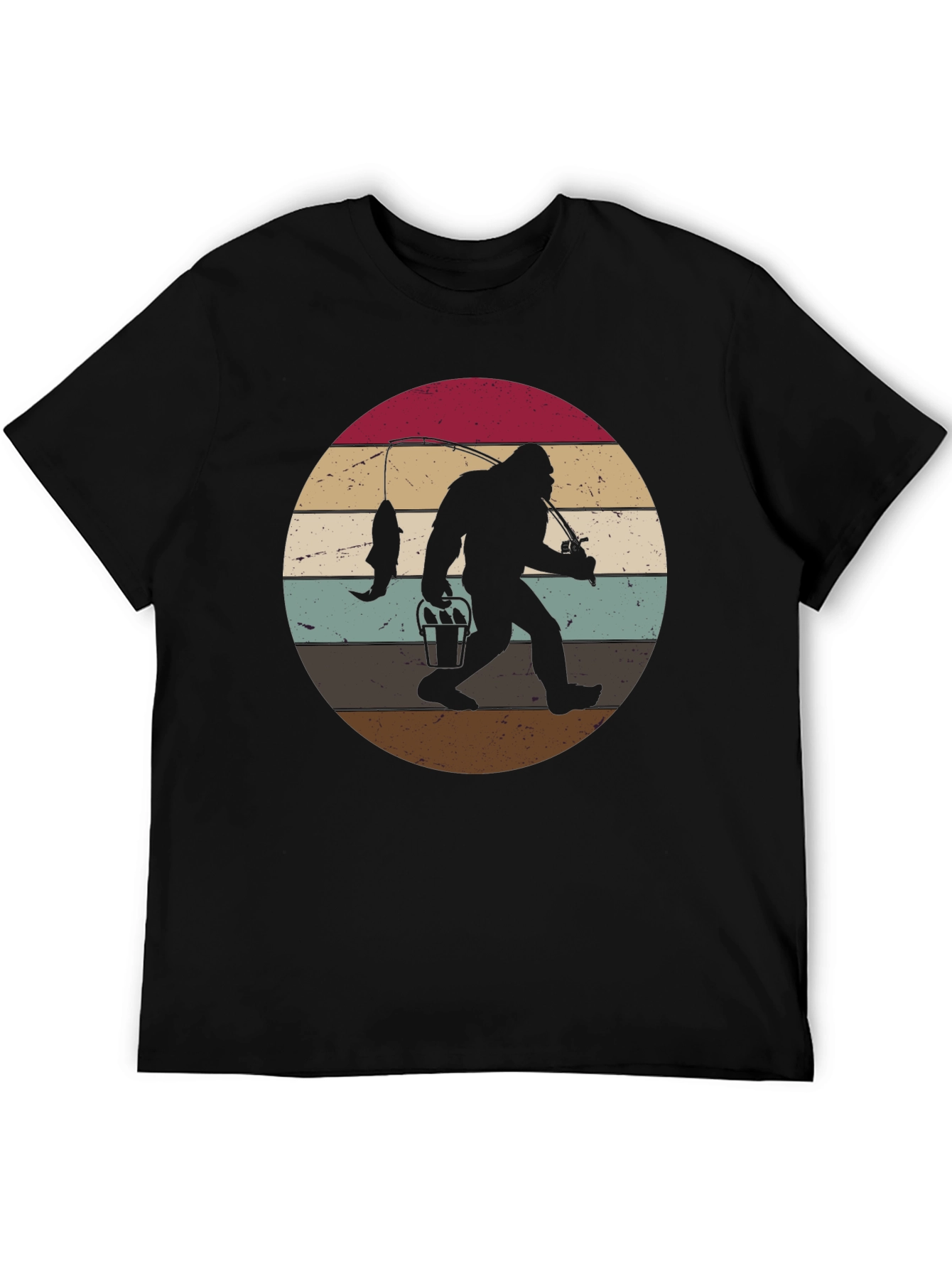 Bigfoot Fishing Sunset Graphic Tee