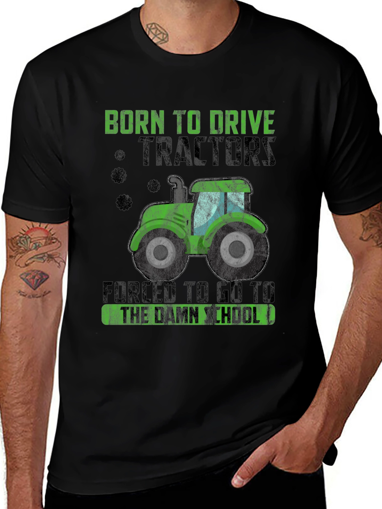 Born to Drive Tractors Funny Graphic Tee