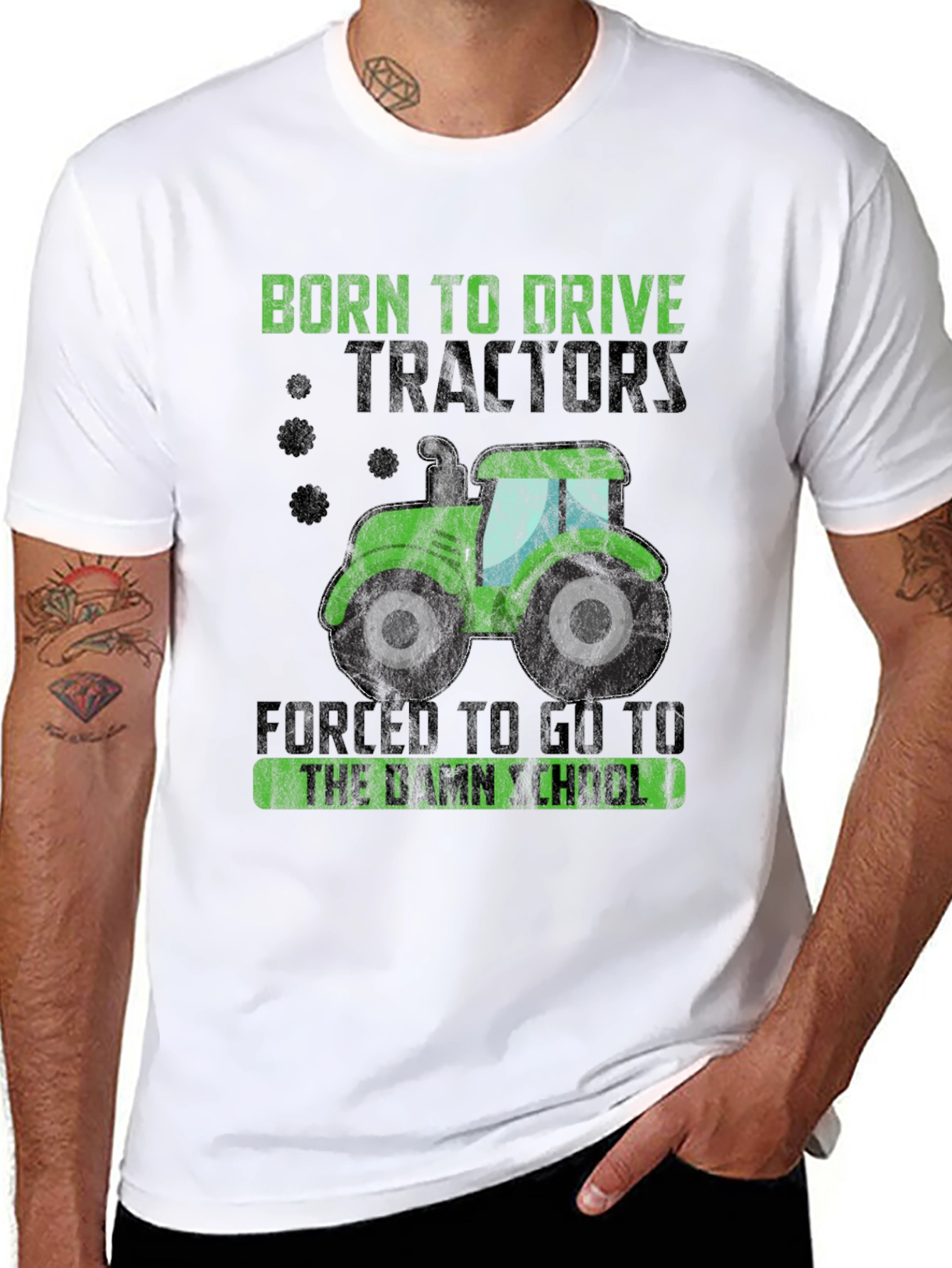 Born to Drive Tractors Funny Graphic Tee