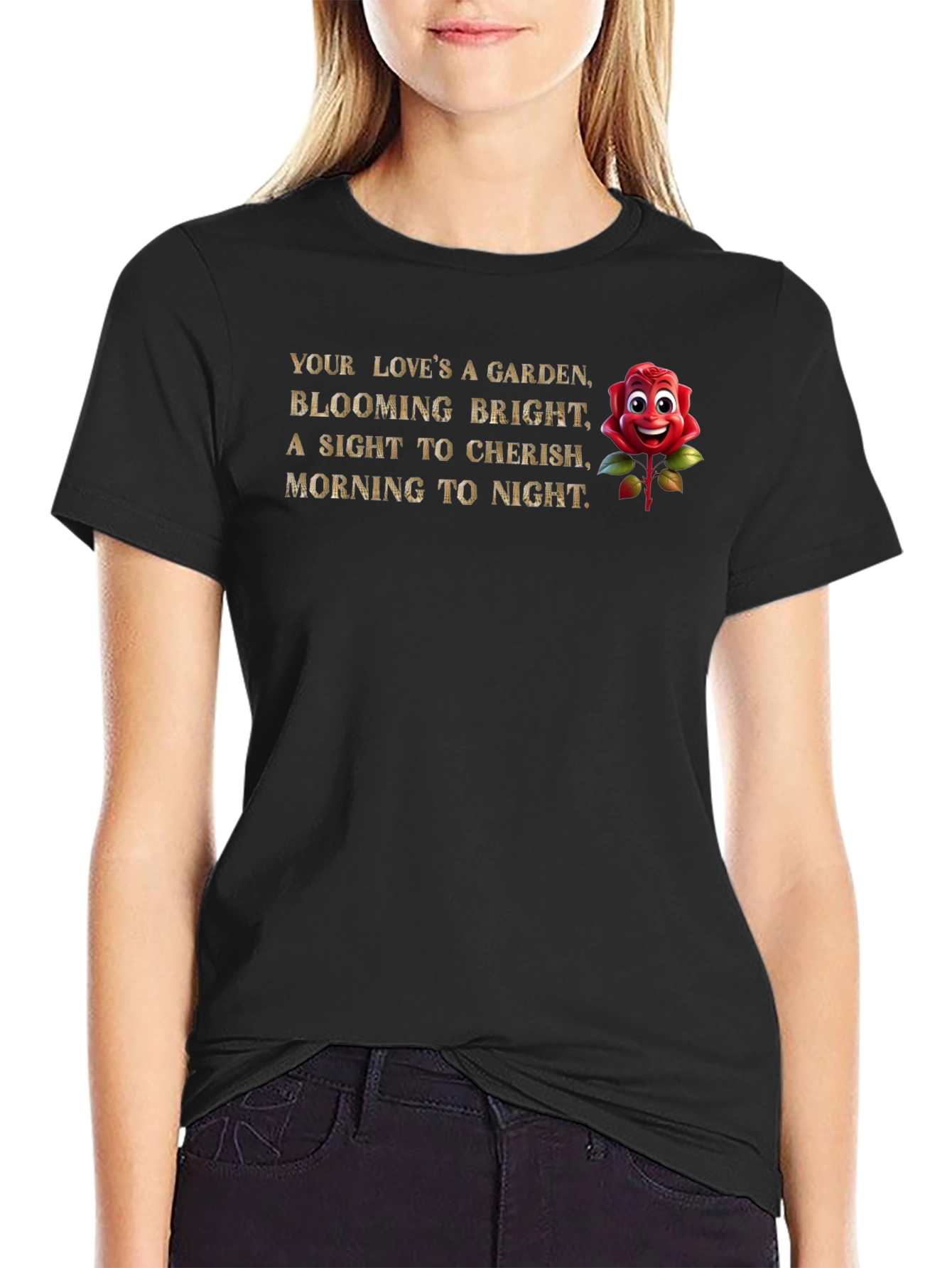 Rose Garden Mens Graphic T-Shirt - Black