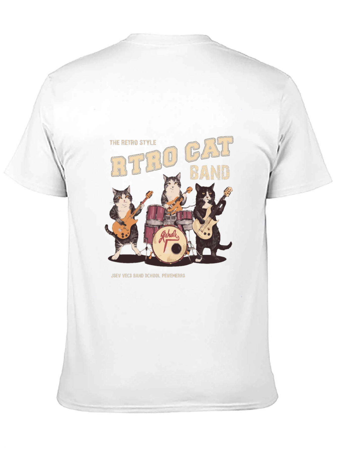 Retro Cat Band Graphic T-Shirt