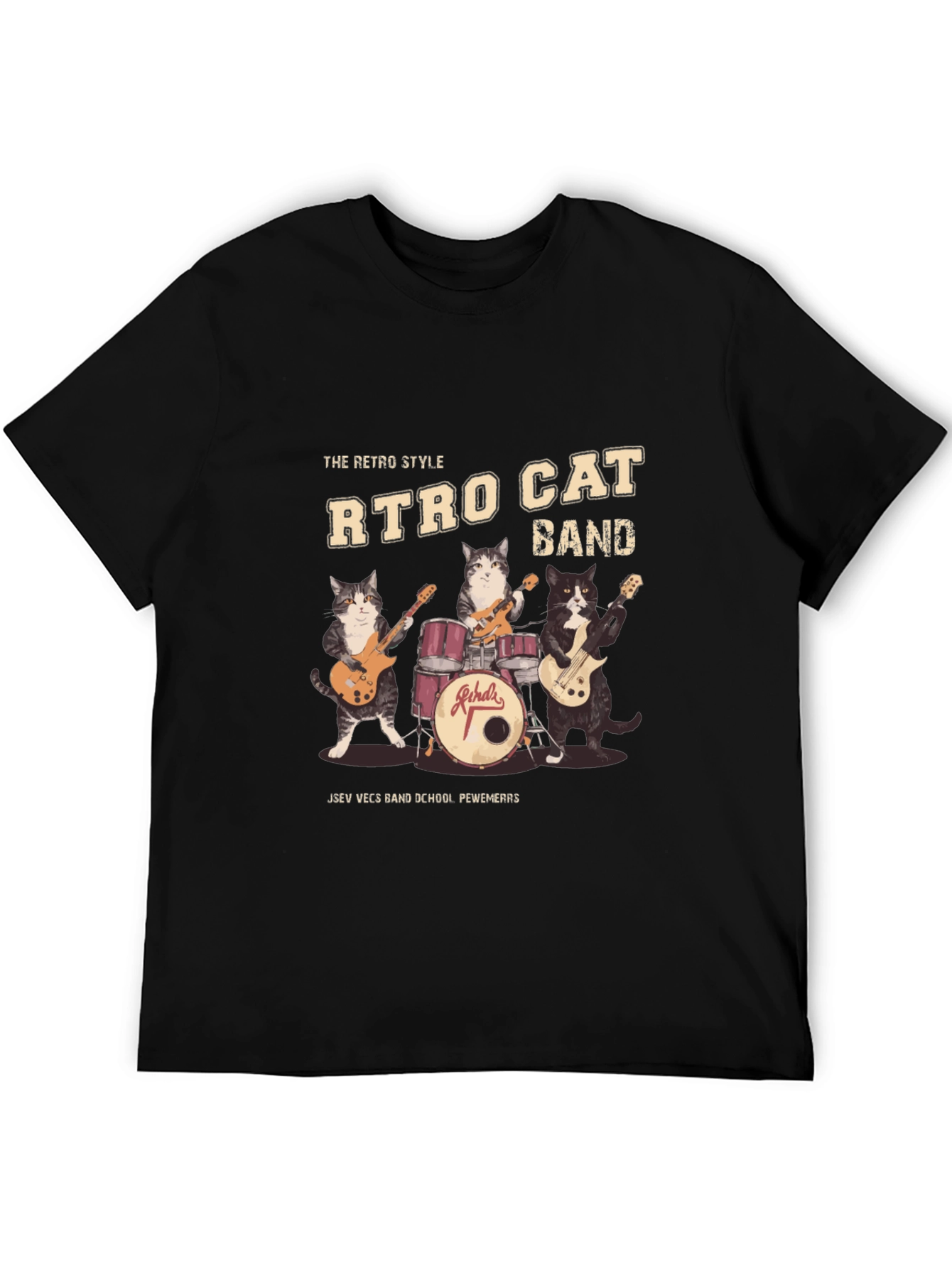 Retro Cat Band Graphic T-Shirt