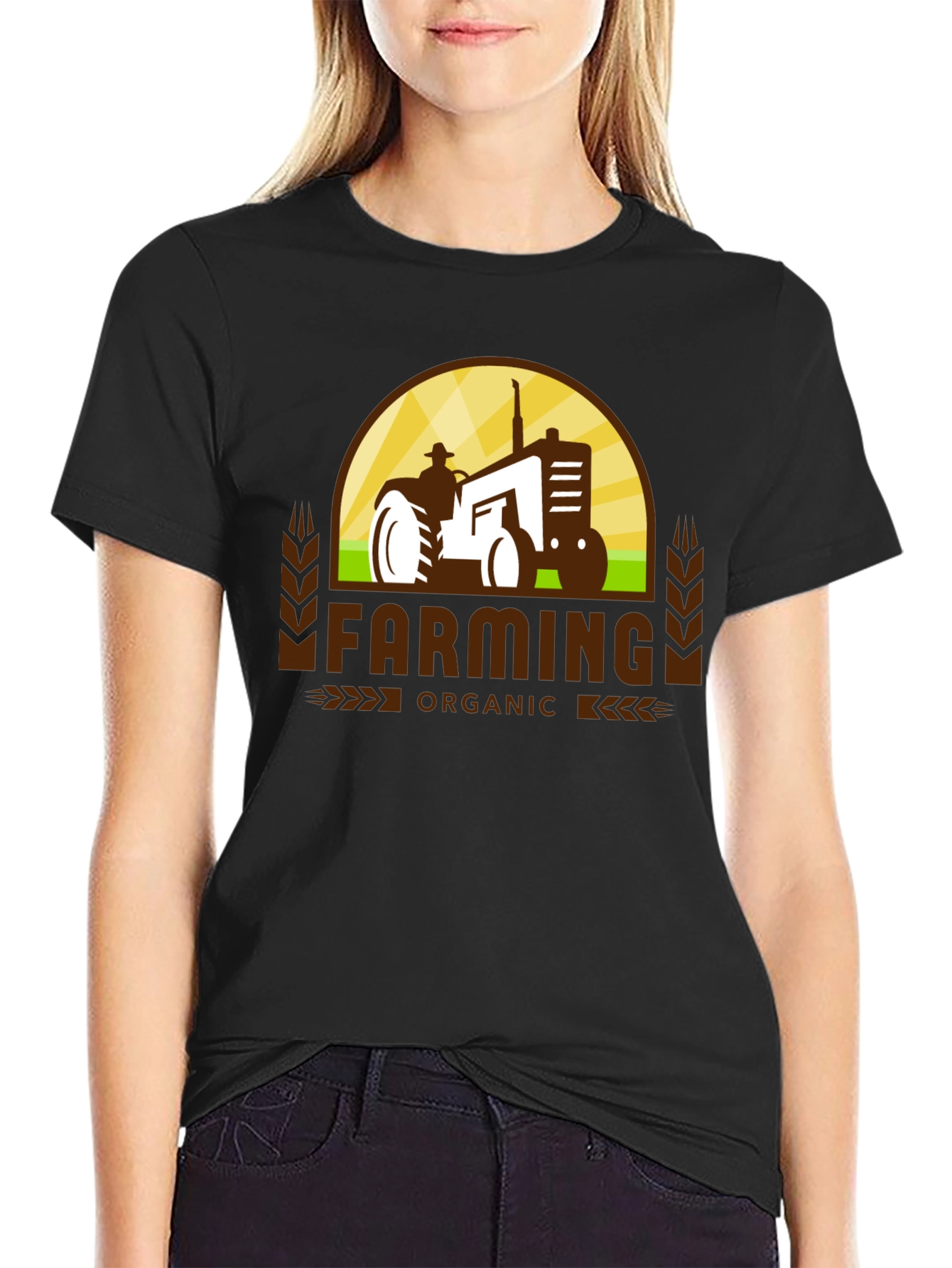 Organic Farming Tractor Graphic T-Shirt