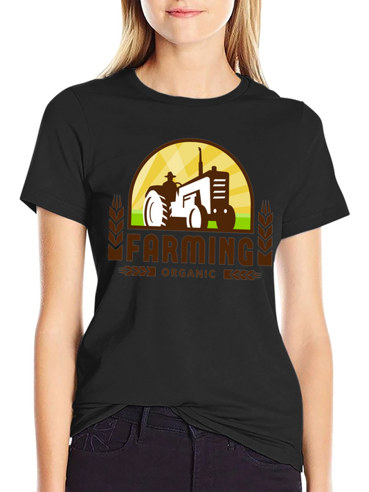 Organic Farming Tractor Graphic T-Shirt