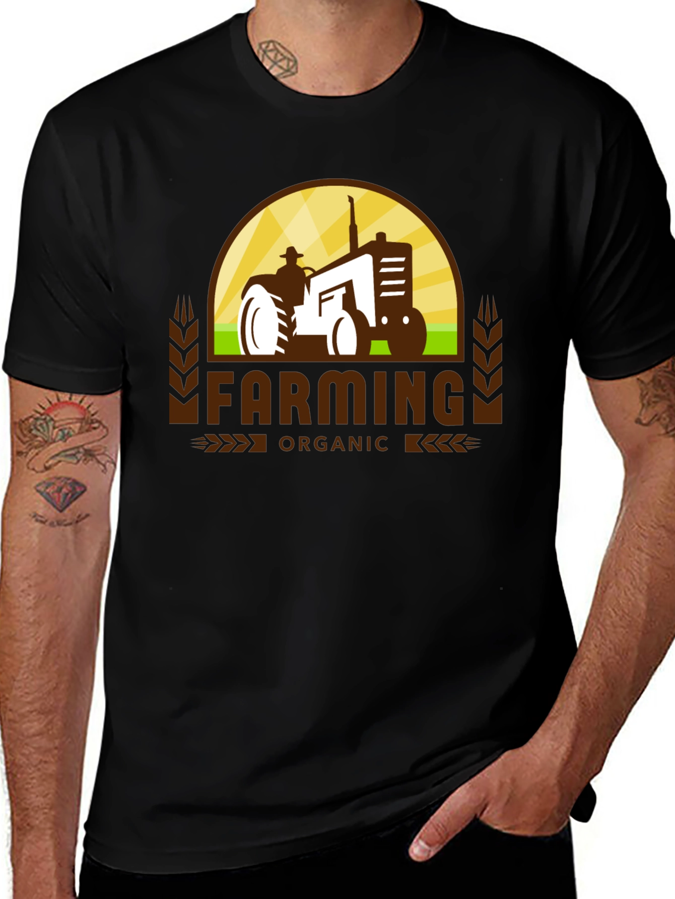 Organic Farming Tractor Graphic T-Shirt