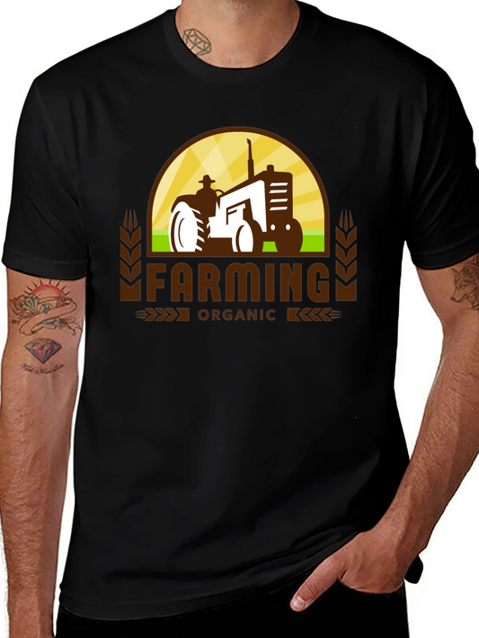 Organic Farming Tractor Graphic T-Shirt