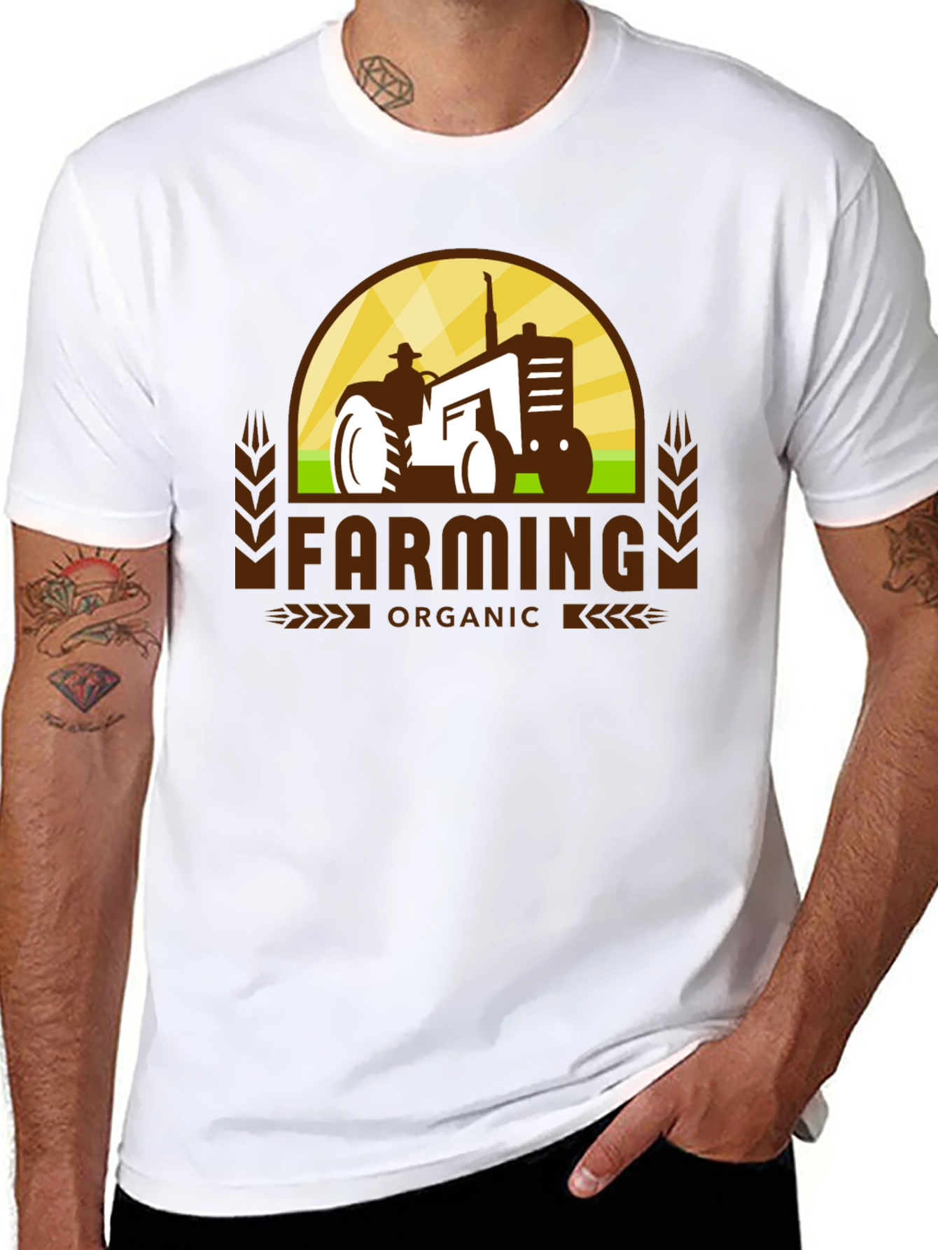 Organic Farming Tractor Graphic T-Shirt