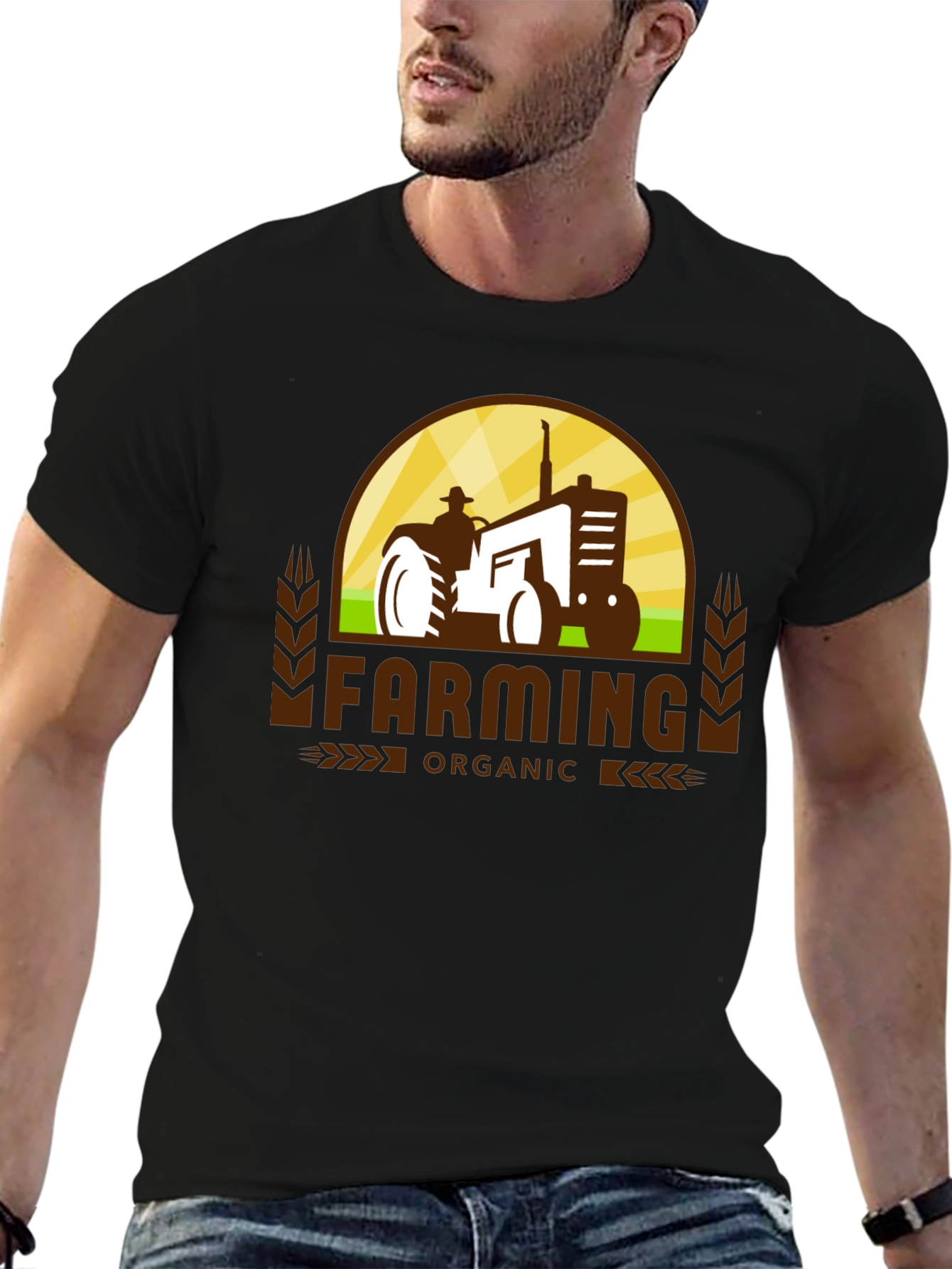 Organic Farming Tractor Graphic T-Shirt
