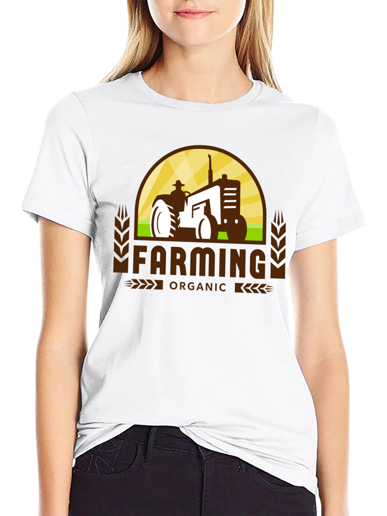 Organic Farming Tractor Graphic T-Shirt