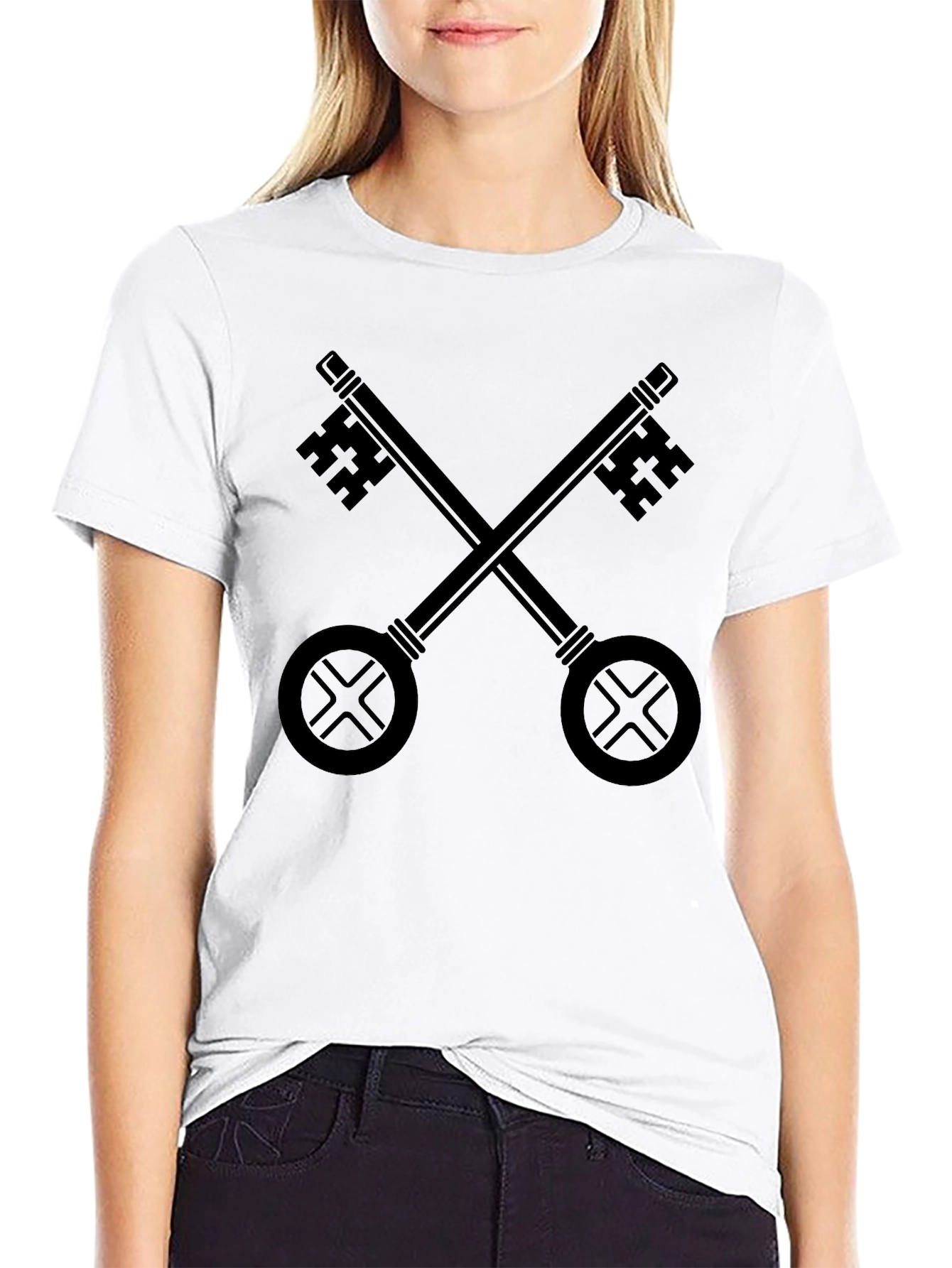 Crossed Keys Graphic T-Shirt - Black