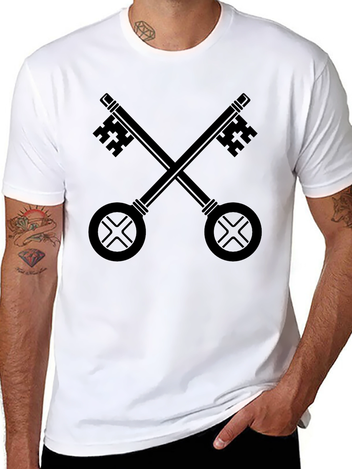 Crossed Keys Graphic T-Shirt - Black