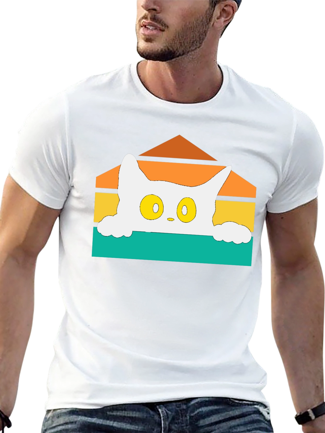 Retro Cat Peek T-Shirt - Black