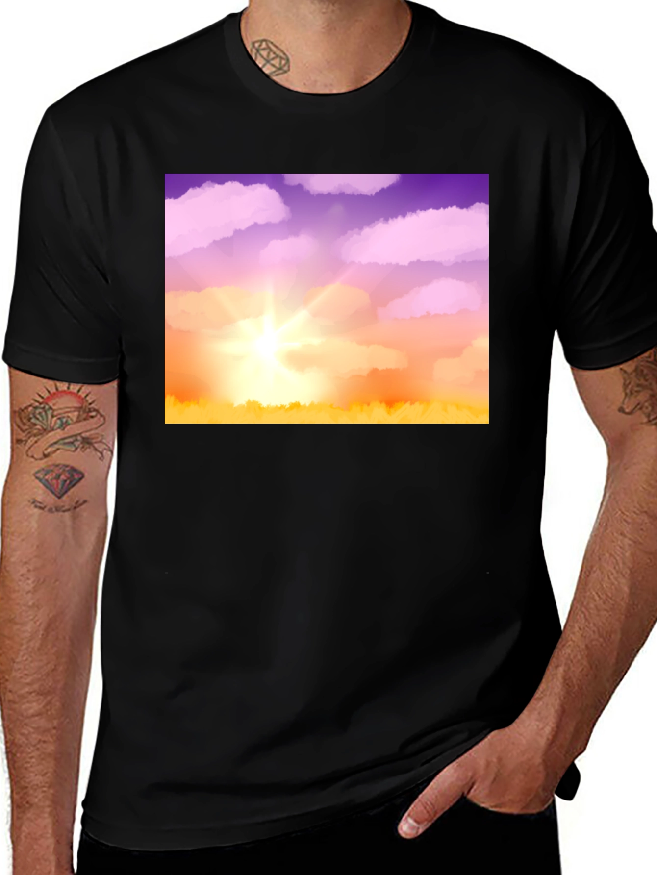 Sunrise Sky T-Shirt - Soft Black Cotton Blend