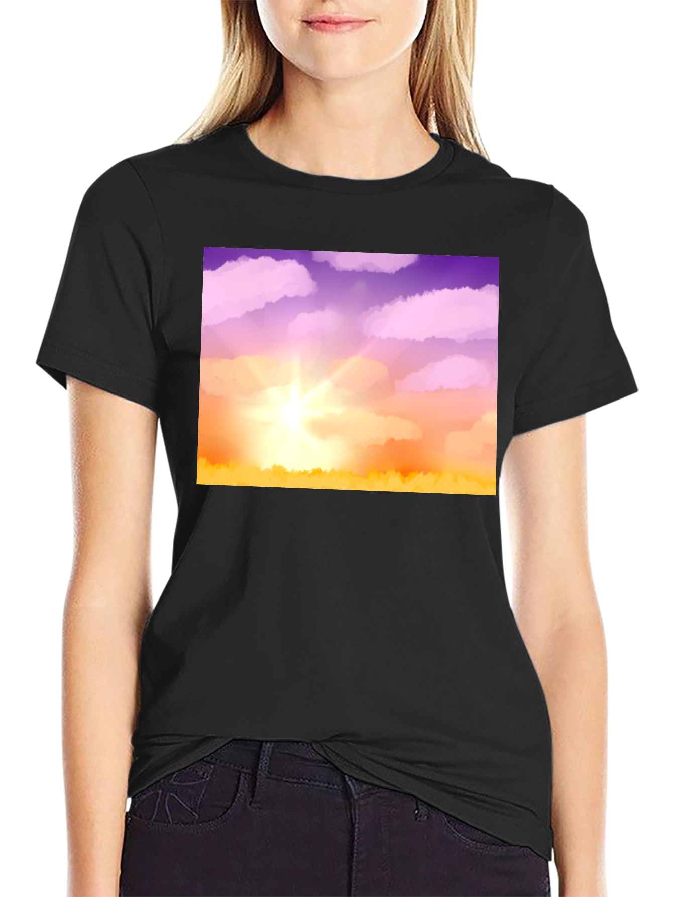 Sunrise Sky T-Shirt - Soft Black Cotton Blend