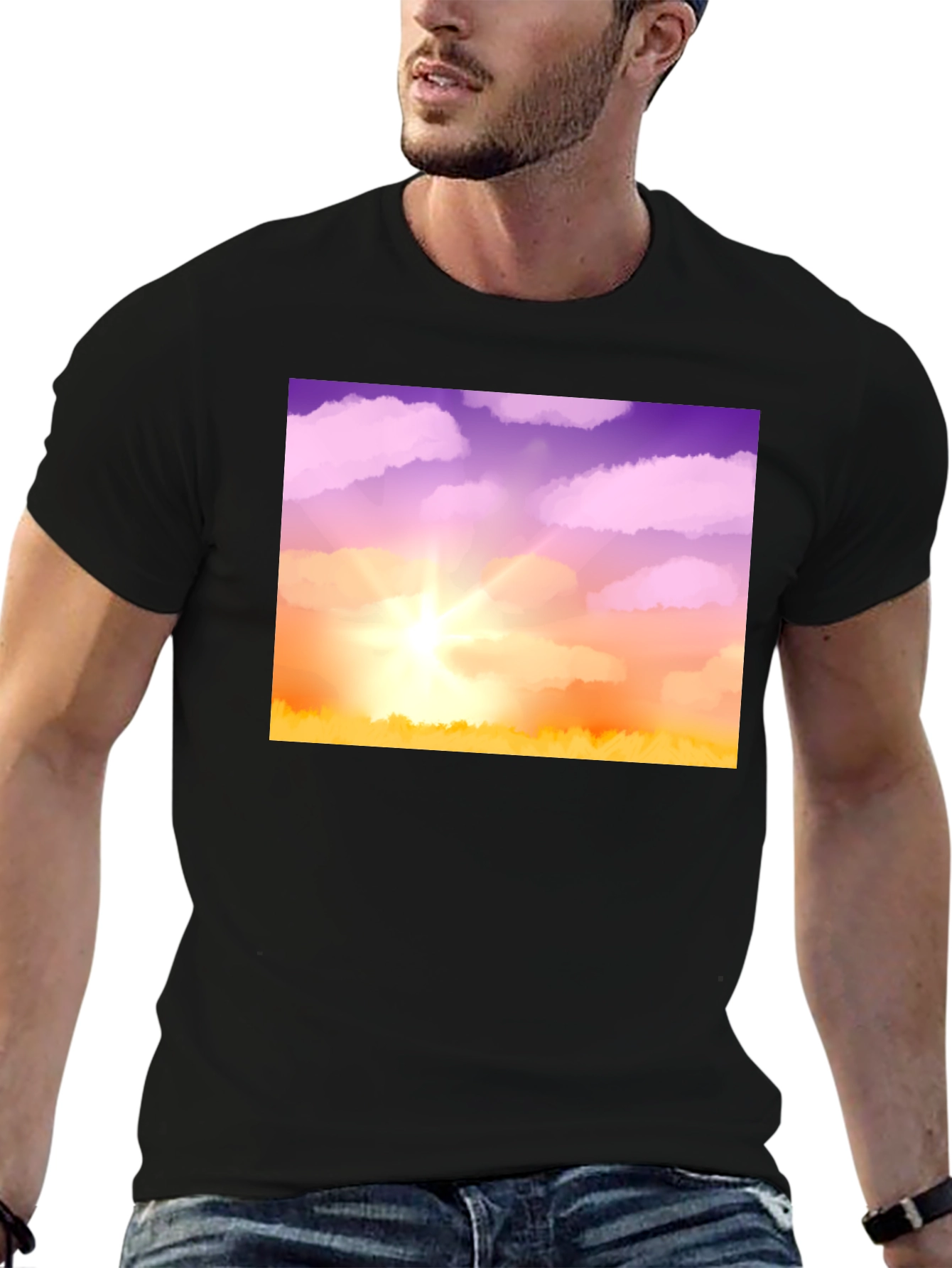 Sunrise Sky T-Shirt - Soft Black Cotton Blend