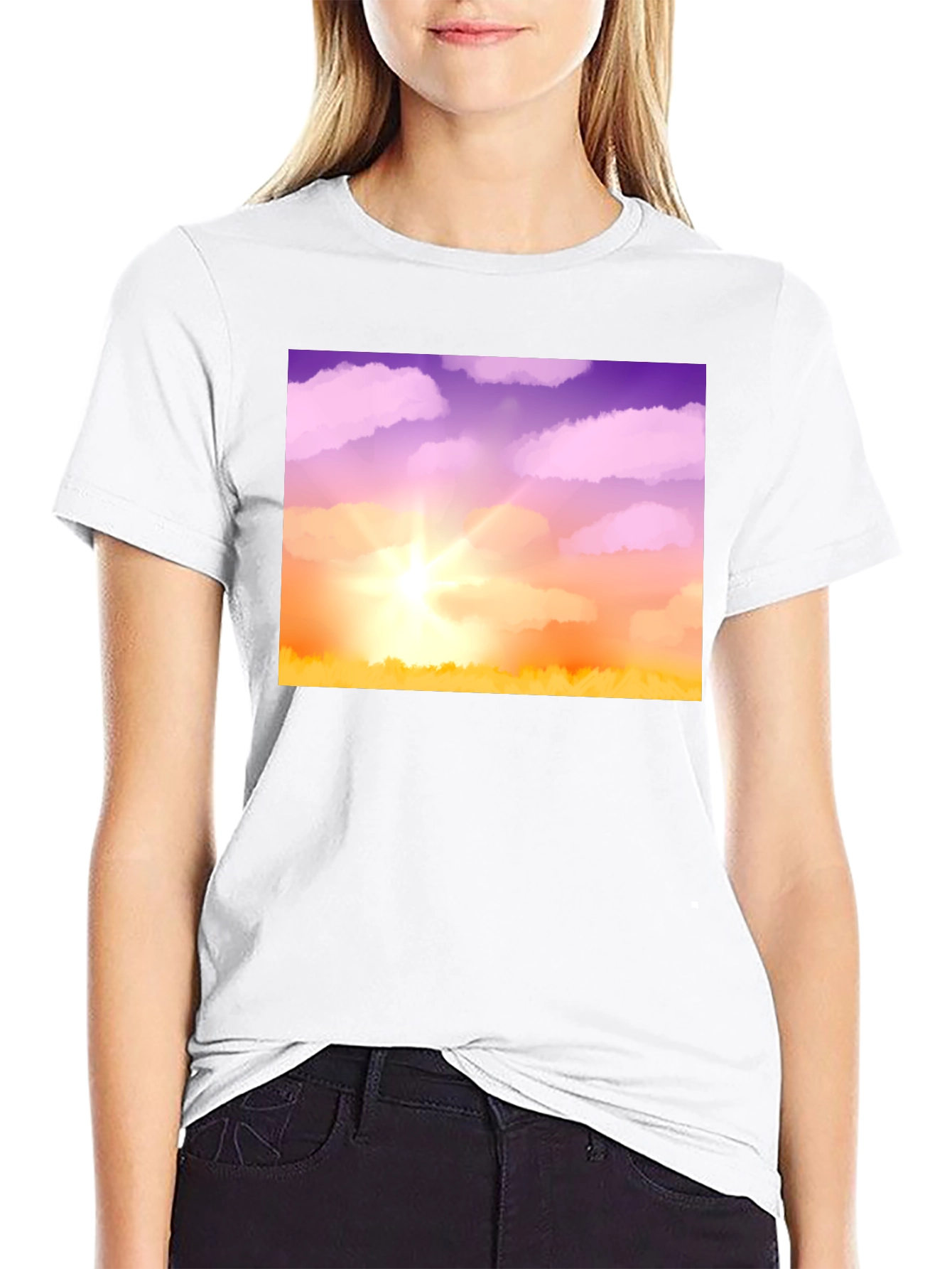 Sunrise Sky T-Shirt - Soft Black Cotton Blend