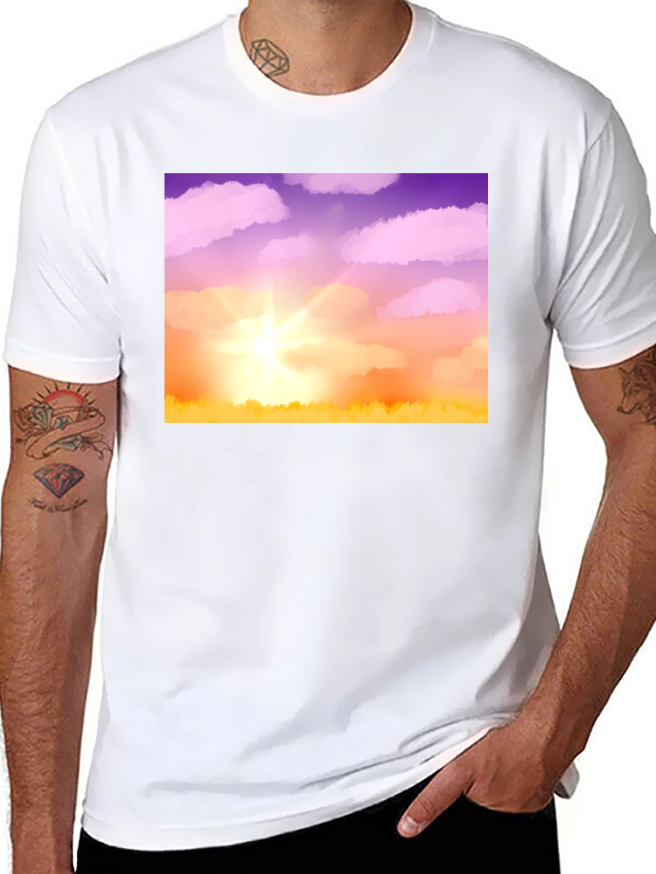 Sunrise Sky T-Shirt - Soft Black Cotton Blend