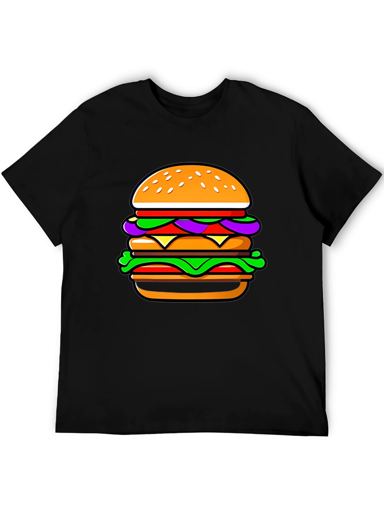 Burger Graphic T-Shirt - Casual Black Tee