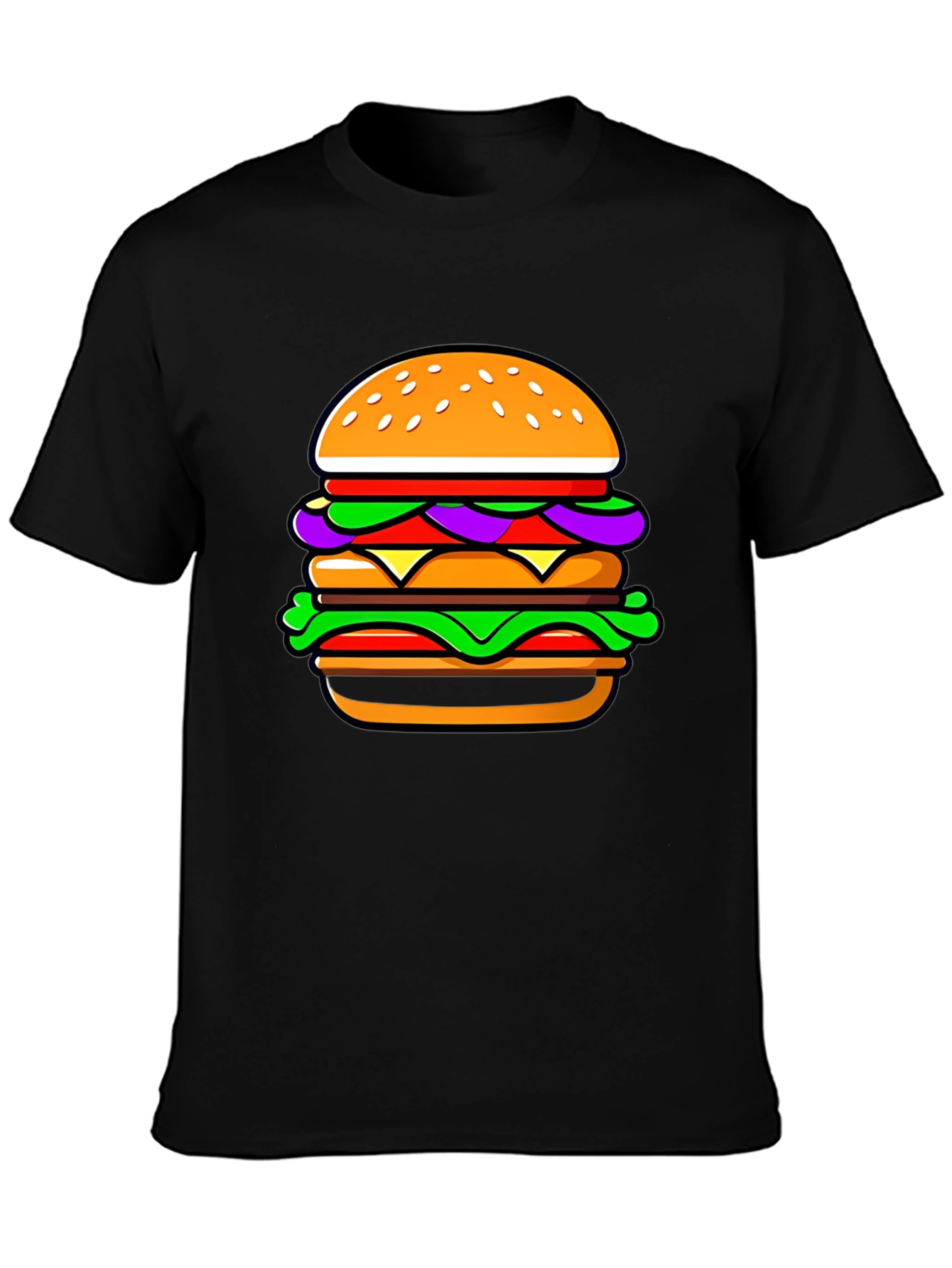 Burger Graphic T-Shirt - Casual Black Tee